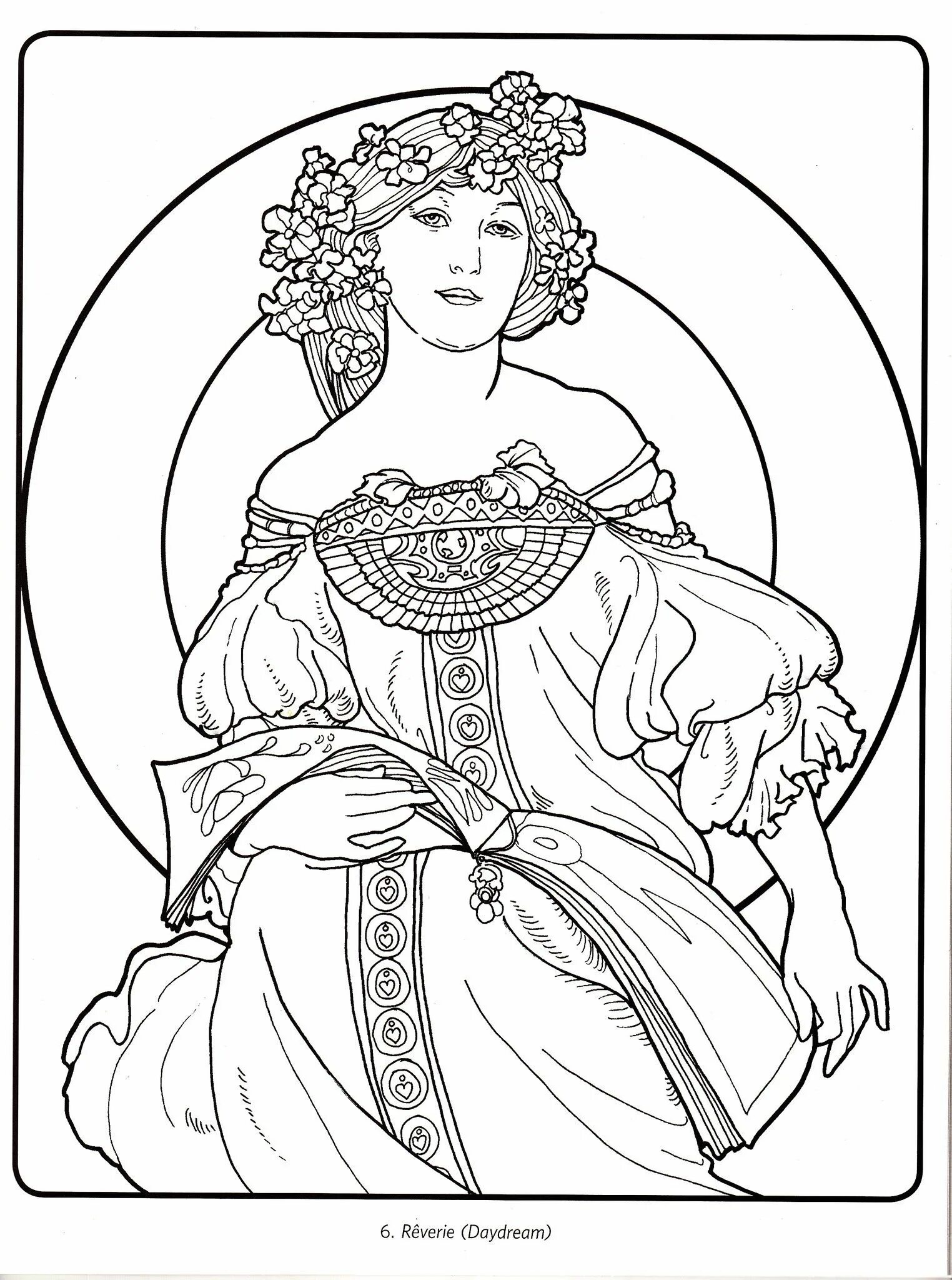 Coloring book magnanimous Alphonse Mucha