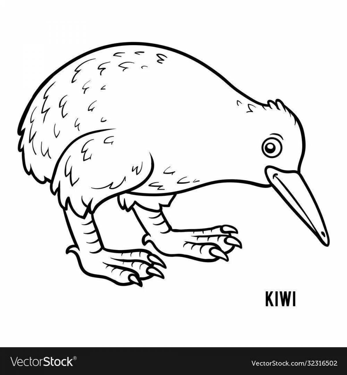 Color explosion kiwi bird coloring page