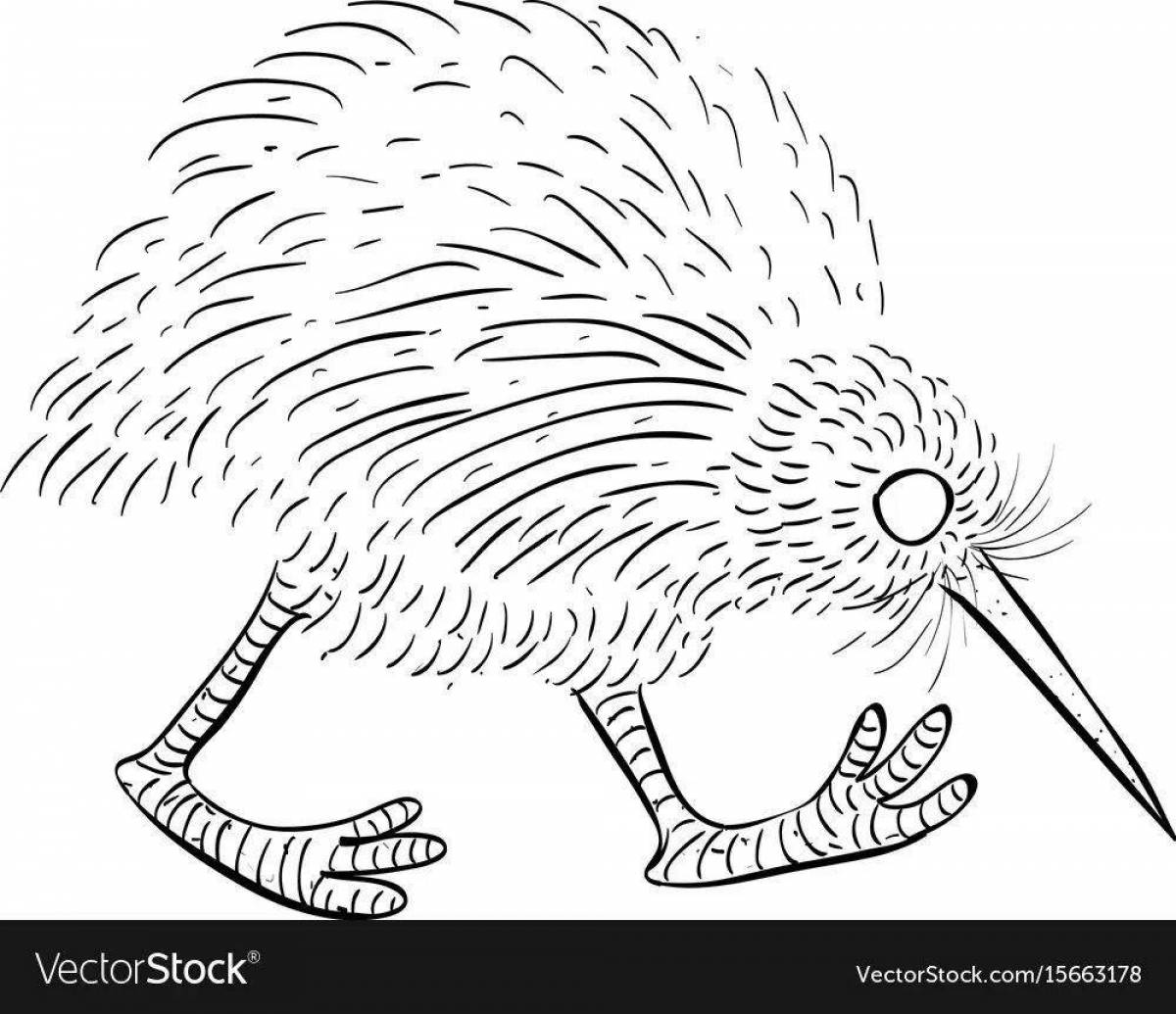 Colorful explosive kiwi bird coloring page
