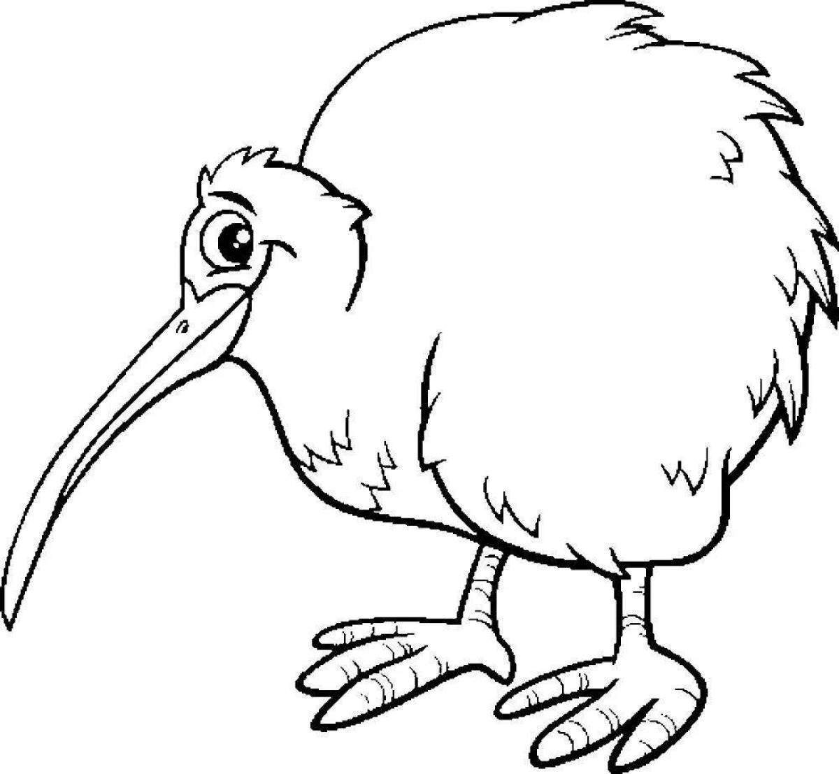 Color-sunny kiwi bird coloring page
