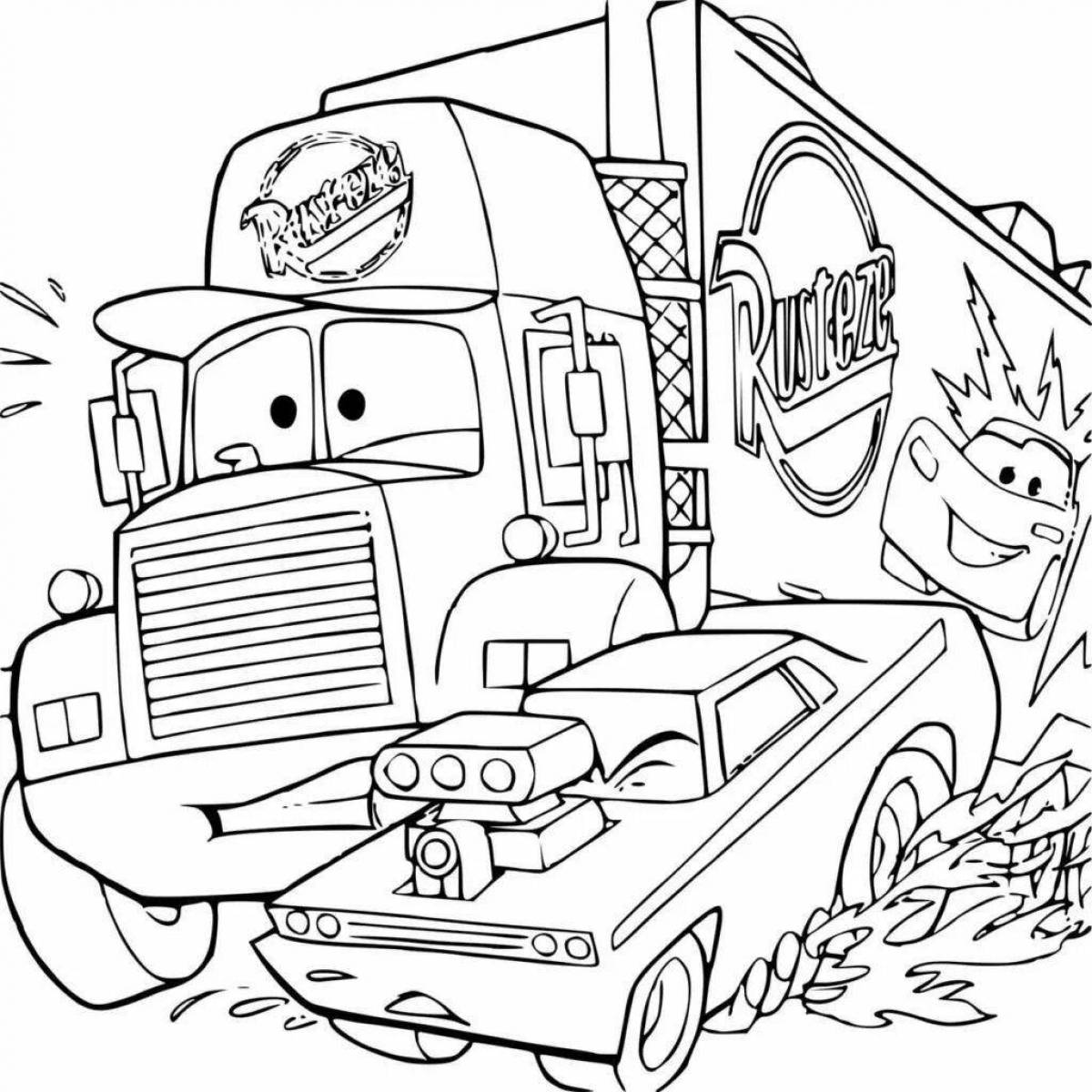 Coloring book cute tow truck tom