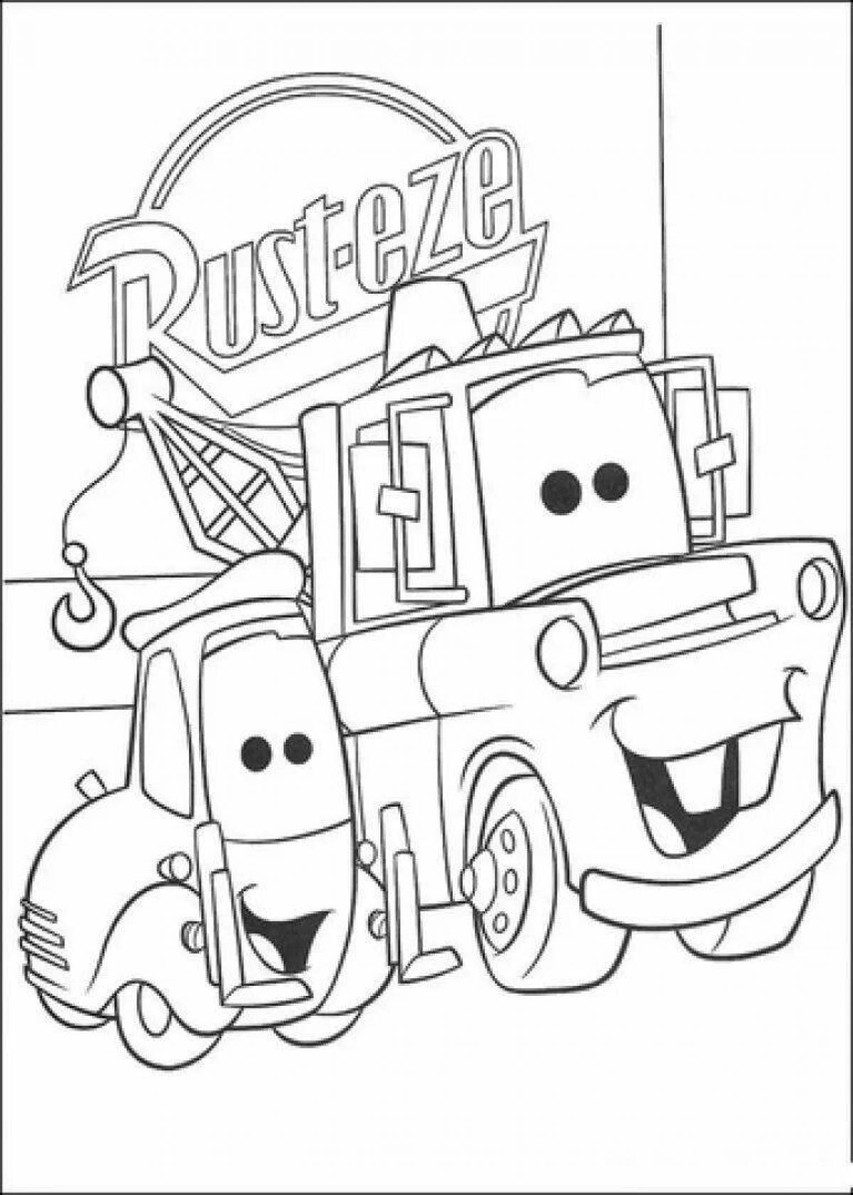 Coloring book fancy tow truck tom