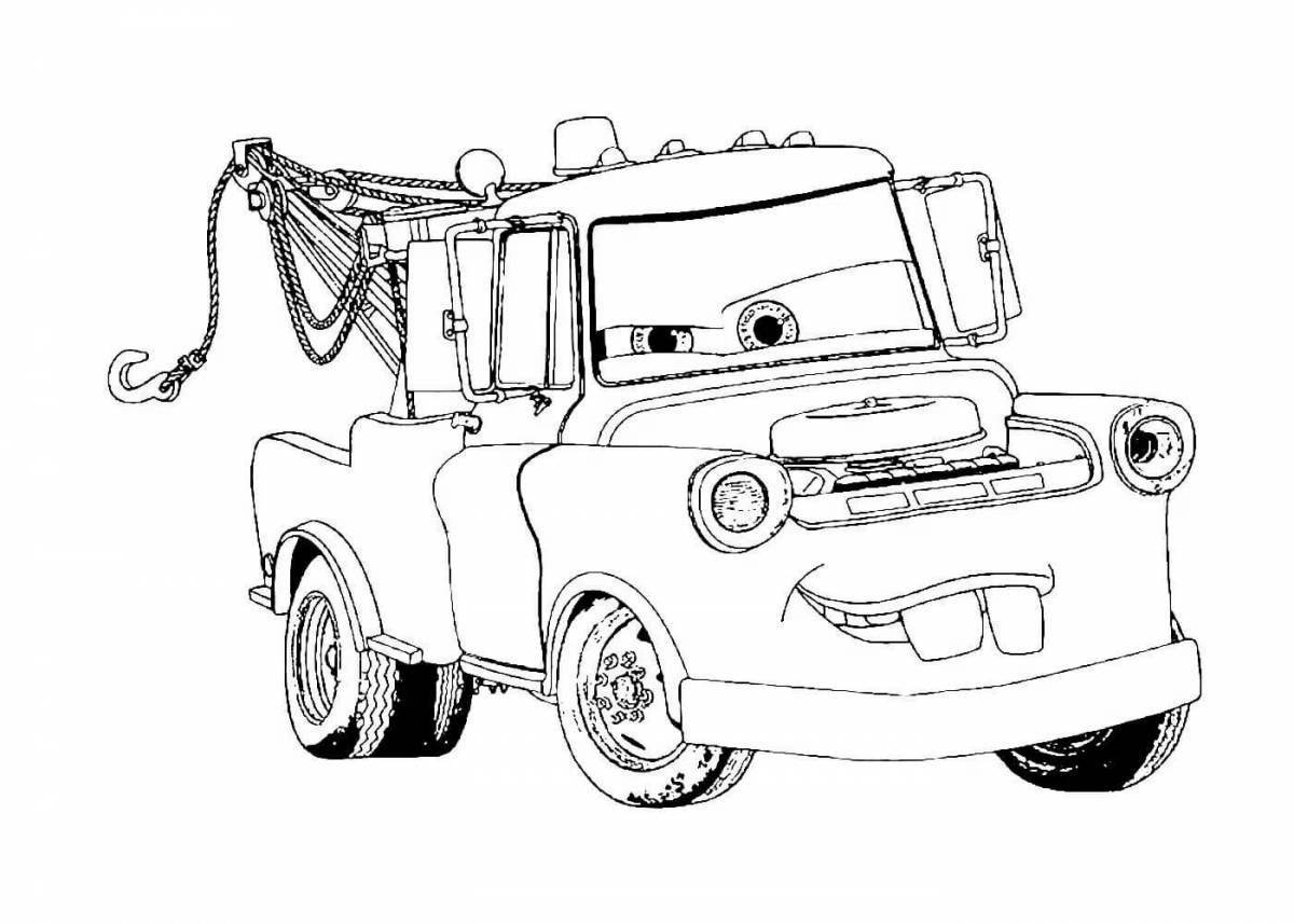 Coloring book funny tow truck tom