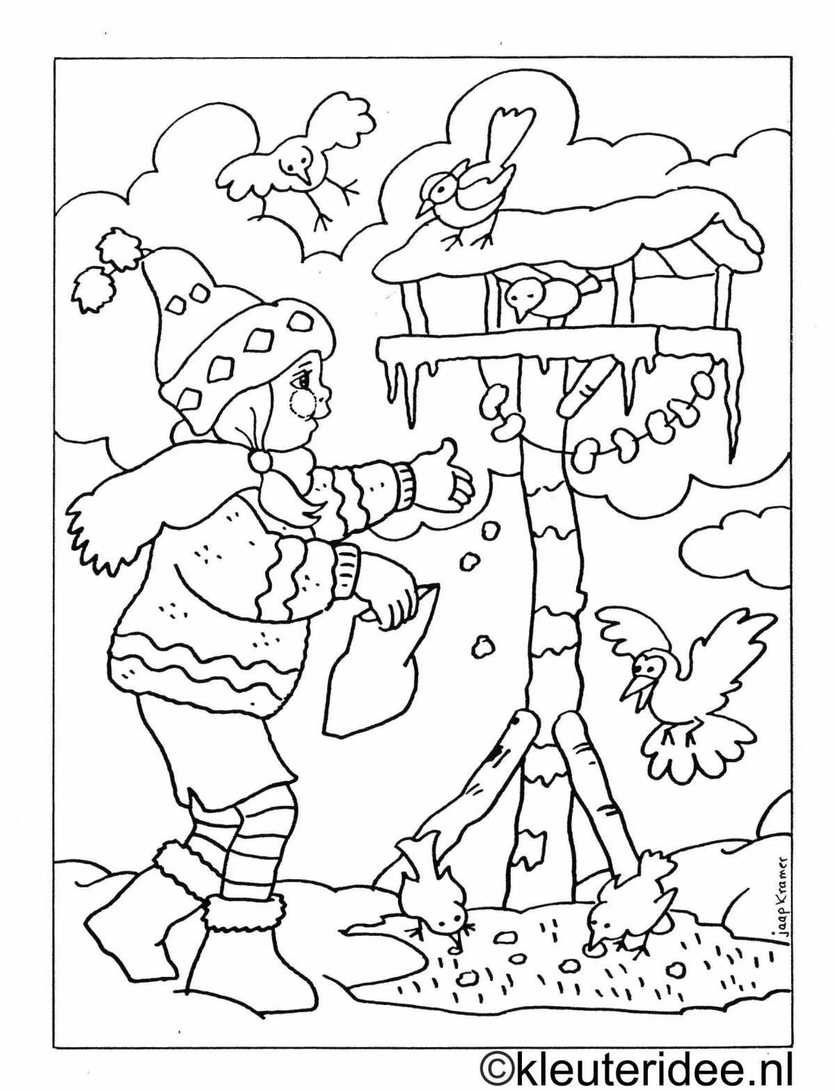 Feed the birds live coloring page