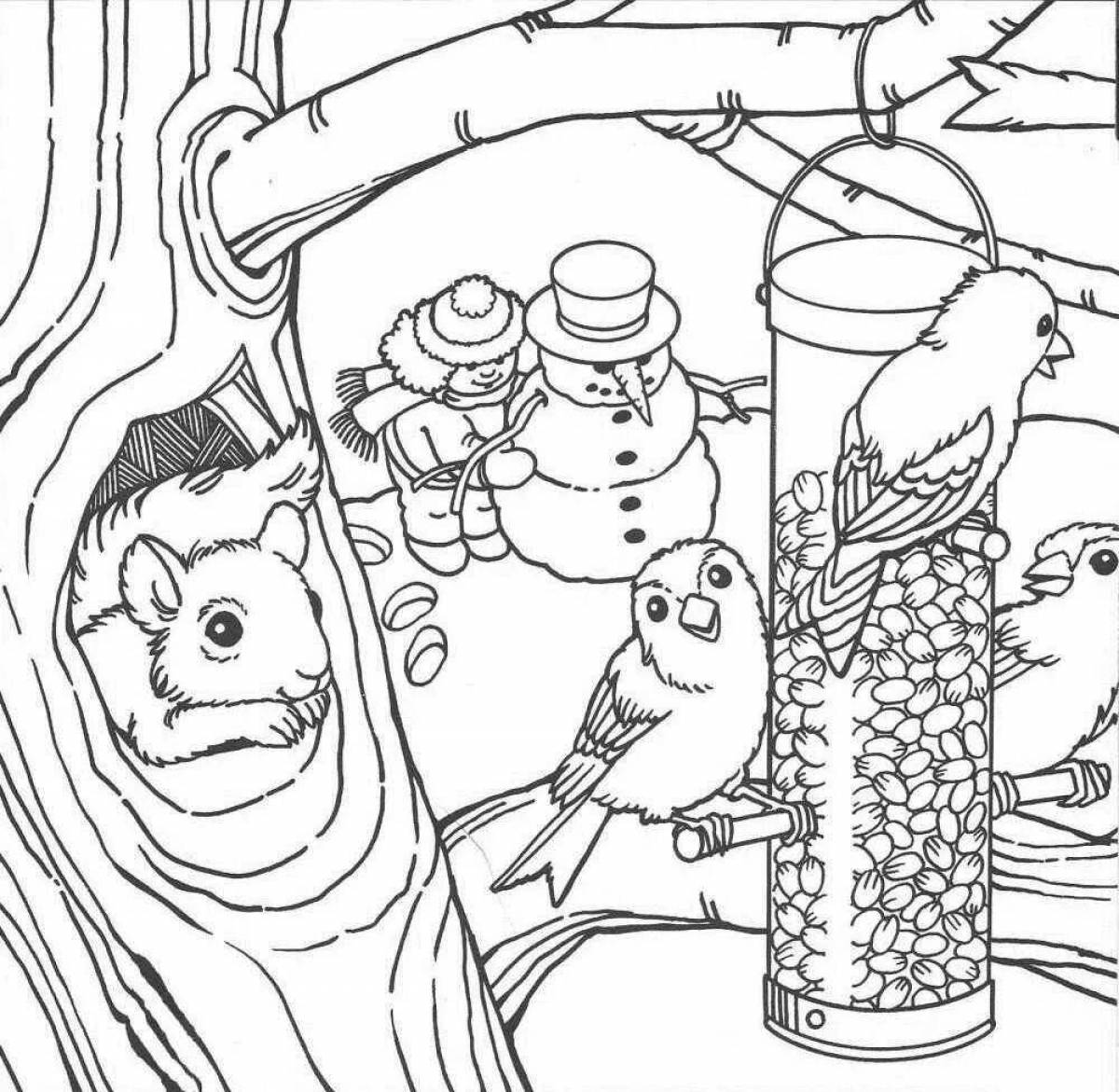 Feed the birds shiny coloring book