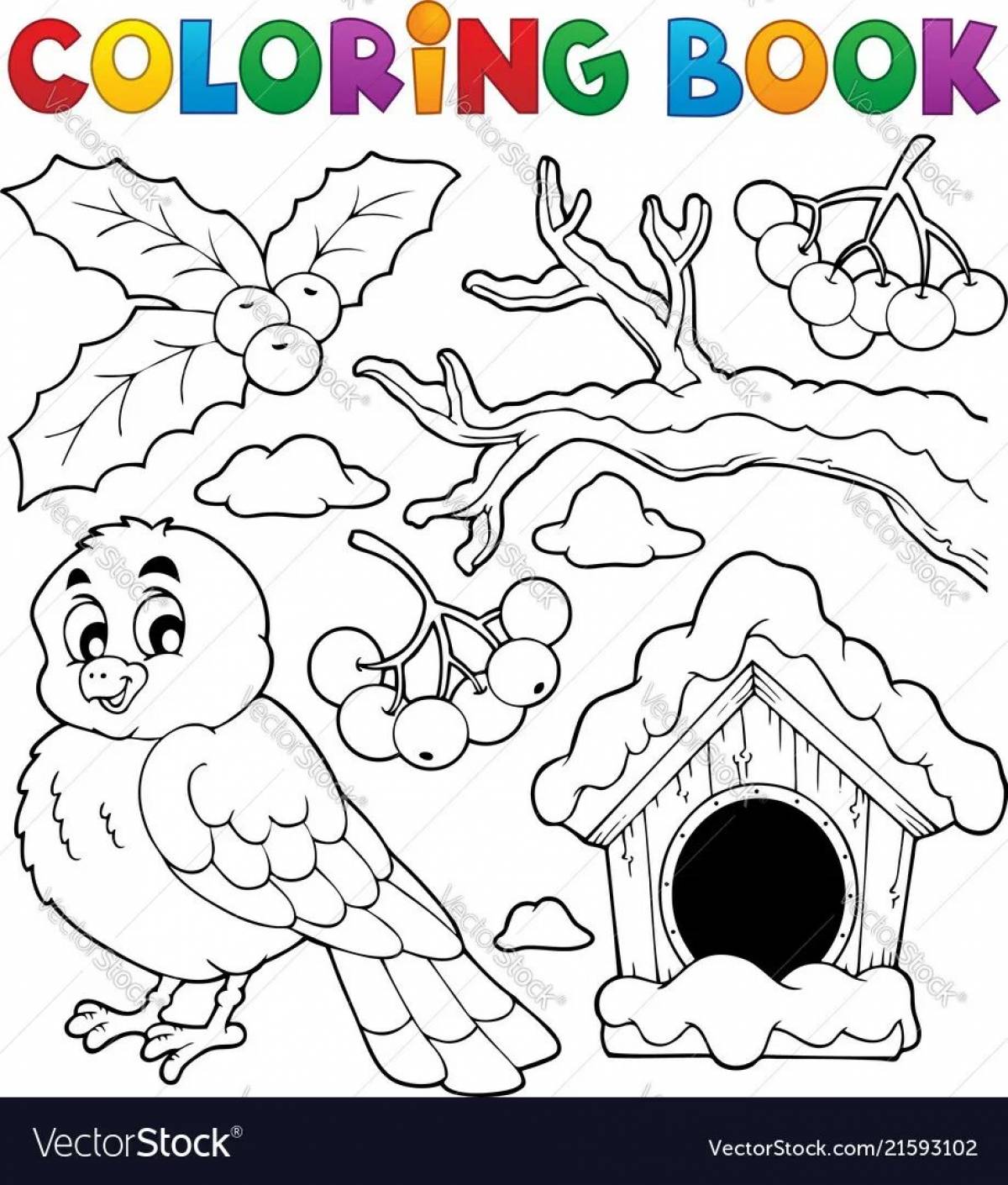 Feed the birds shiny coloring page
