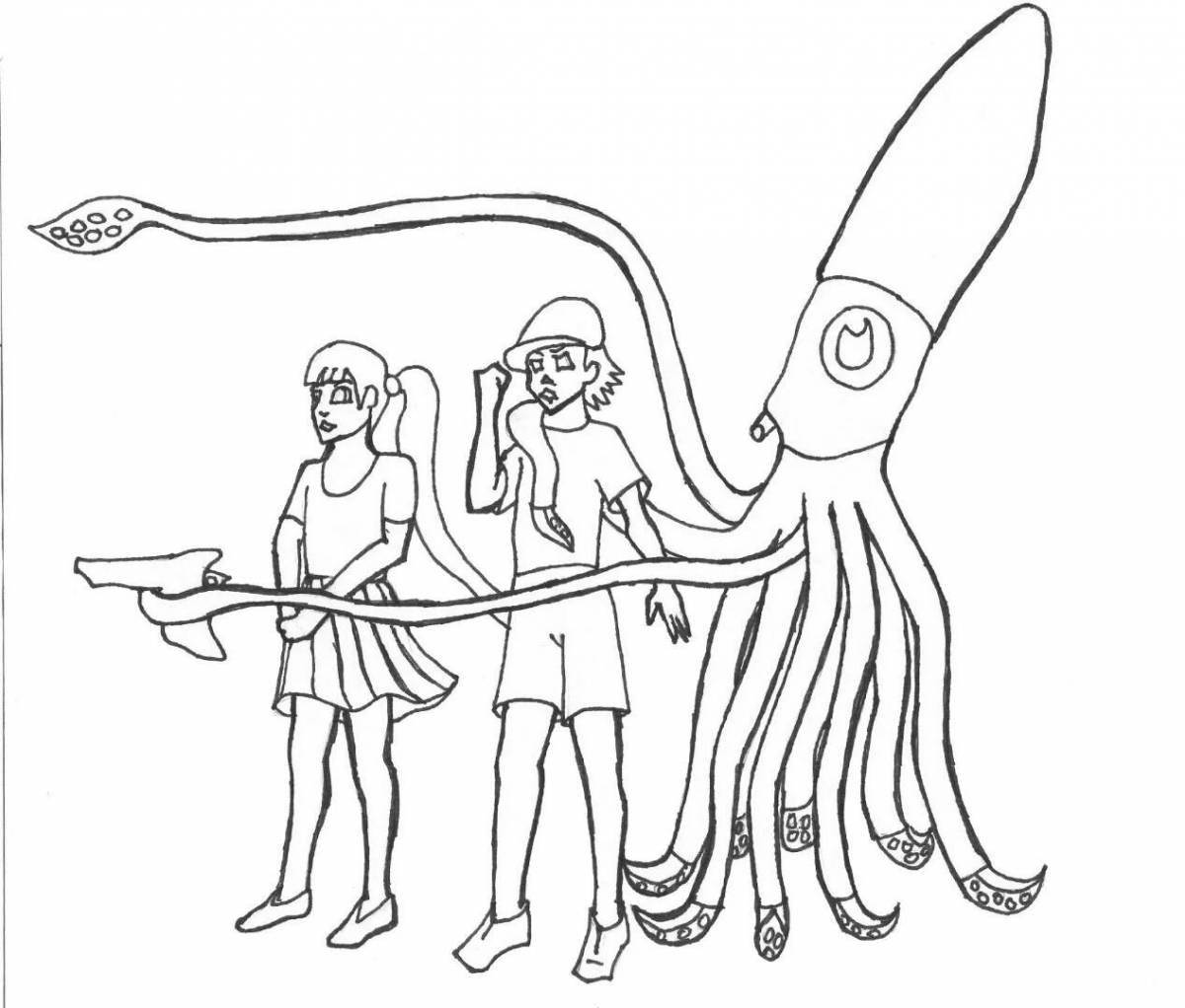 Coloring book sweet squid doll