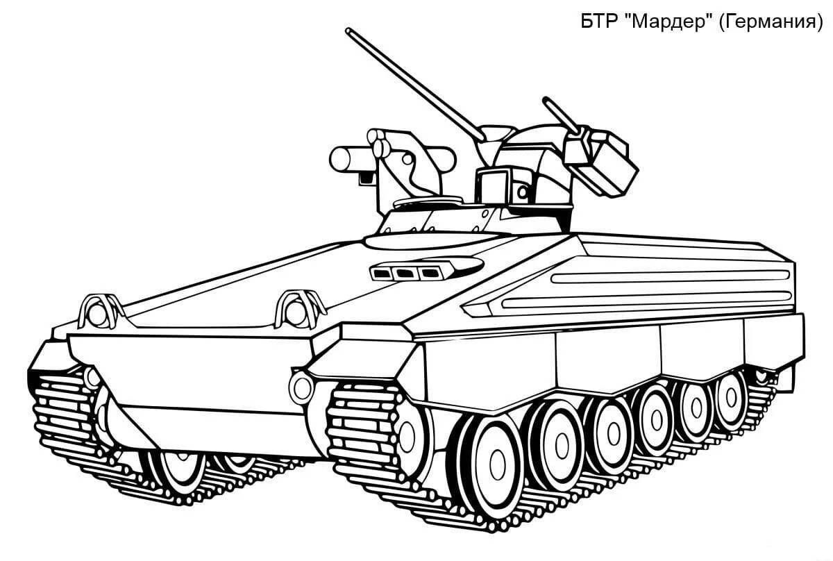 Coloring page intricate Russian tanks
