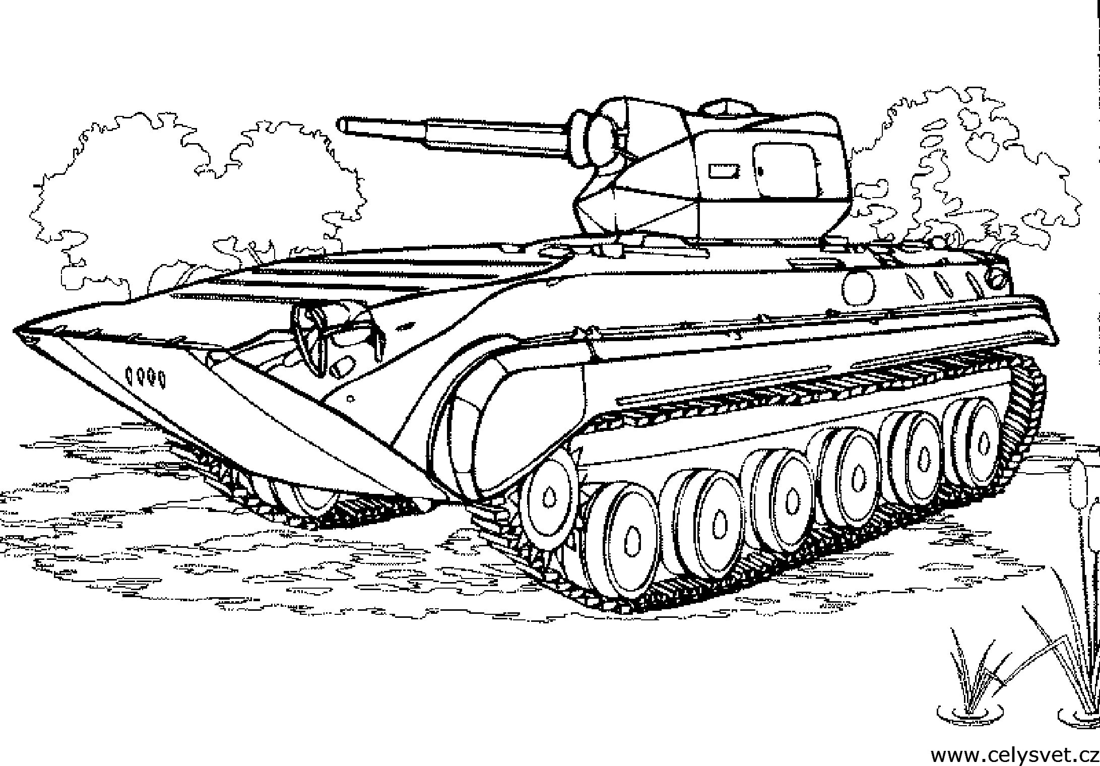 Coloring book exciting Russian tanks