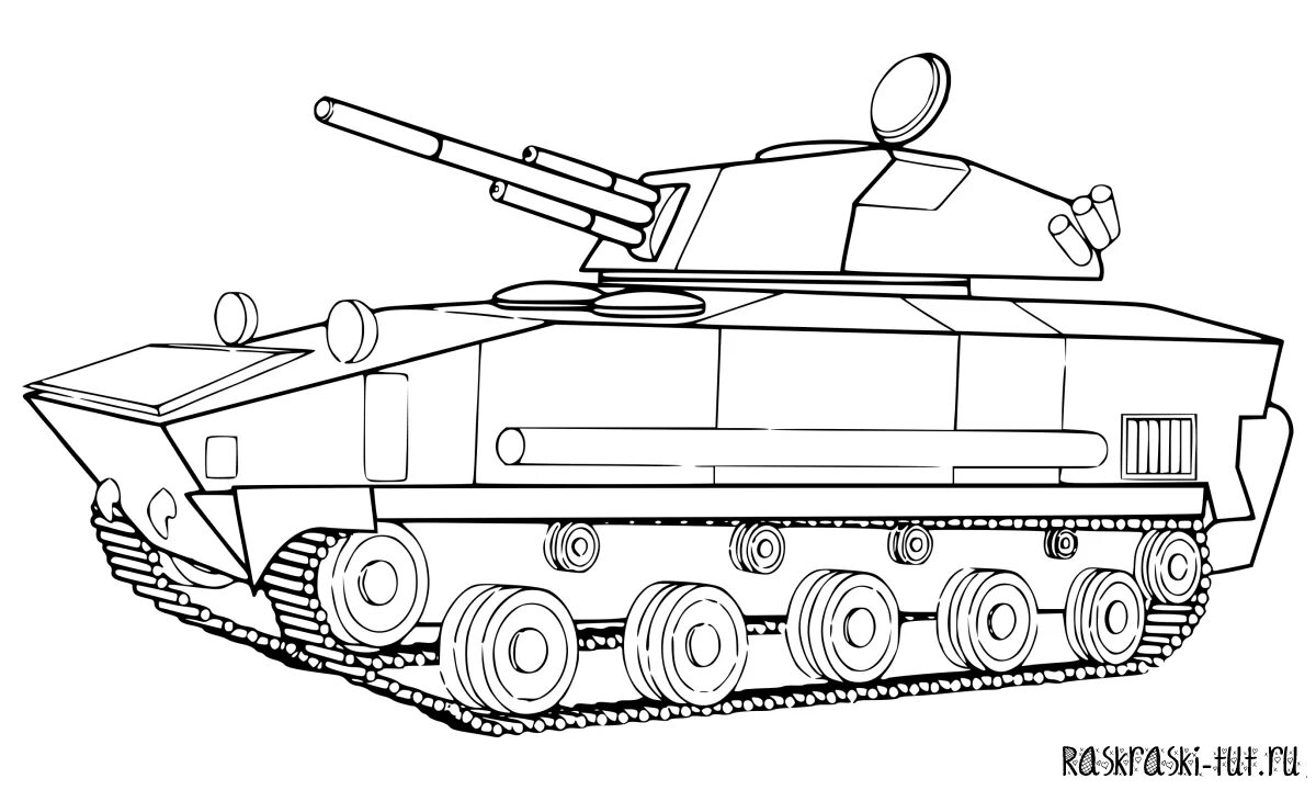 Coloring page charming russian tanks