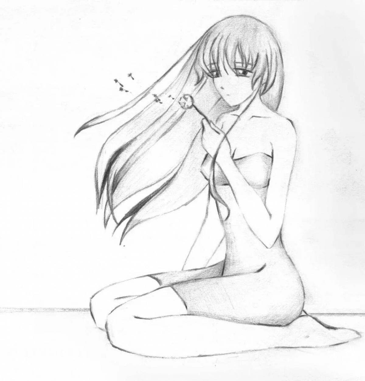 Shiny anime coloring naked