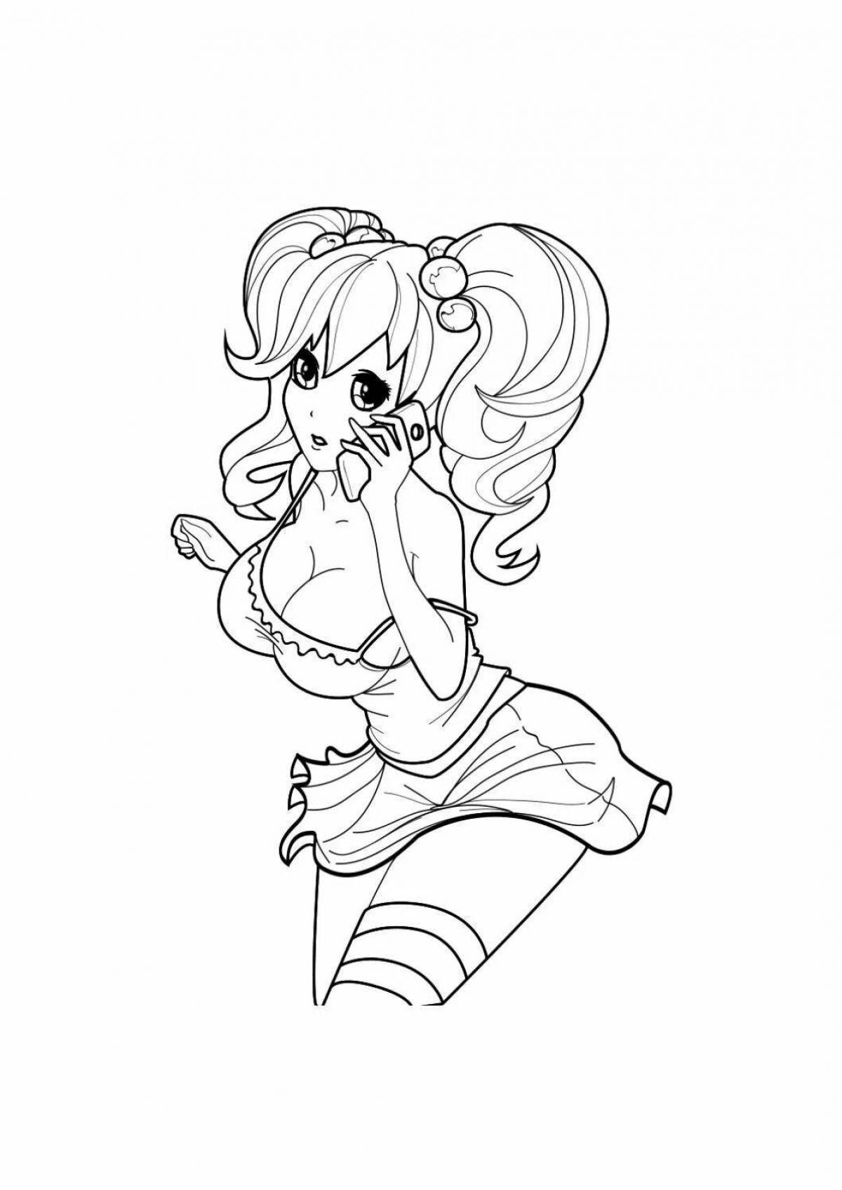 Playful anime coloring book