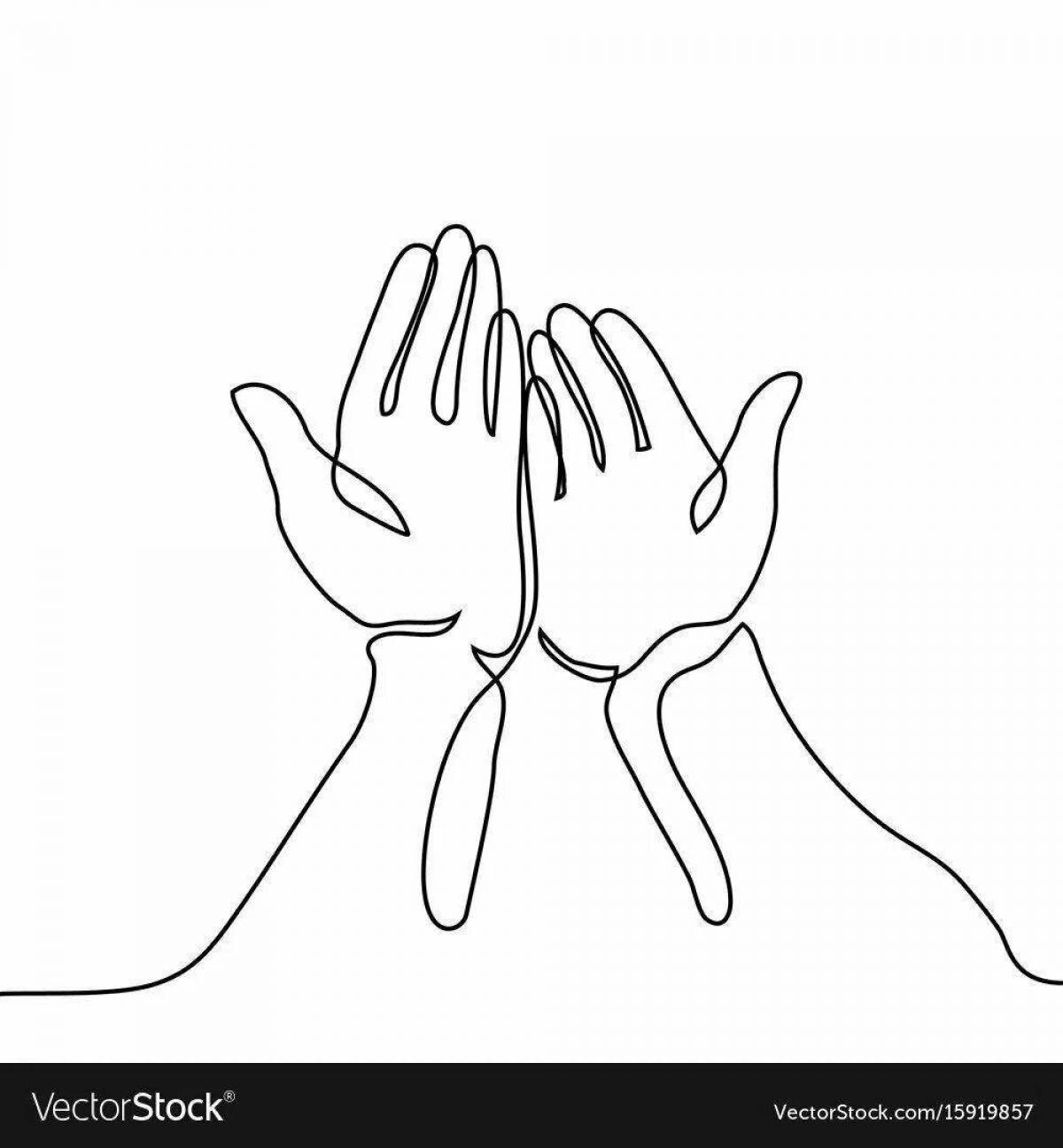 Colorful coloring page 2 hands