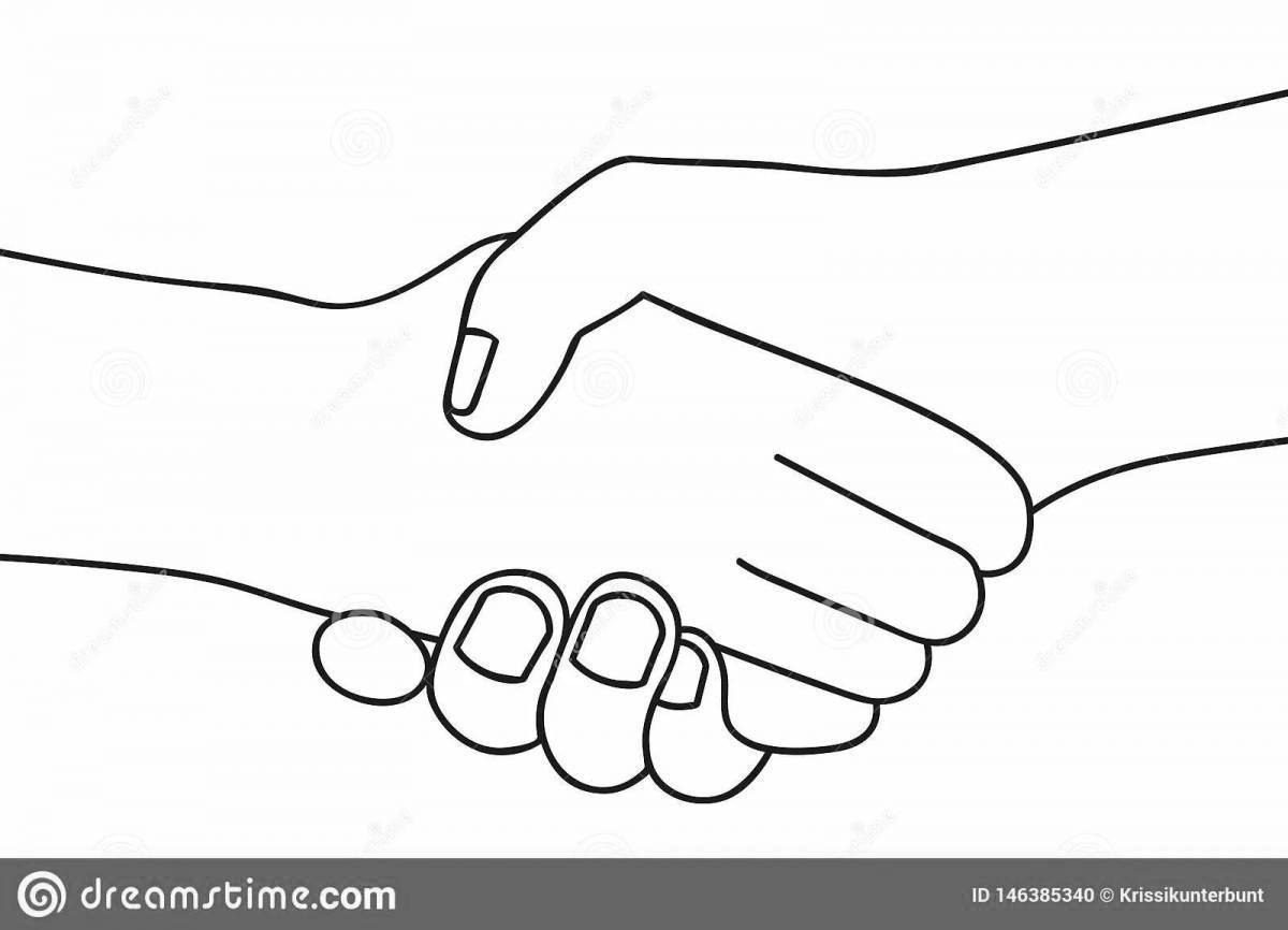 Color-laden 2 hands coloring page