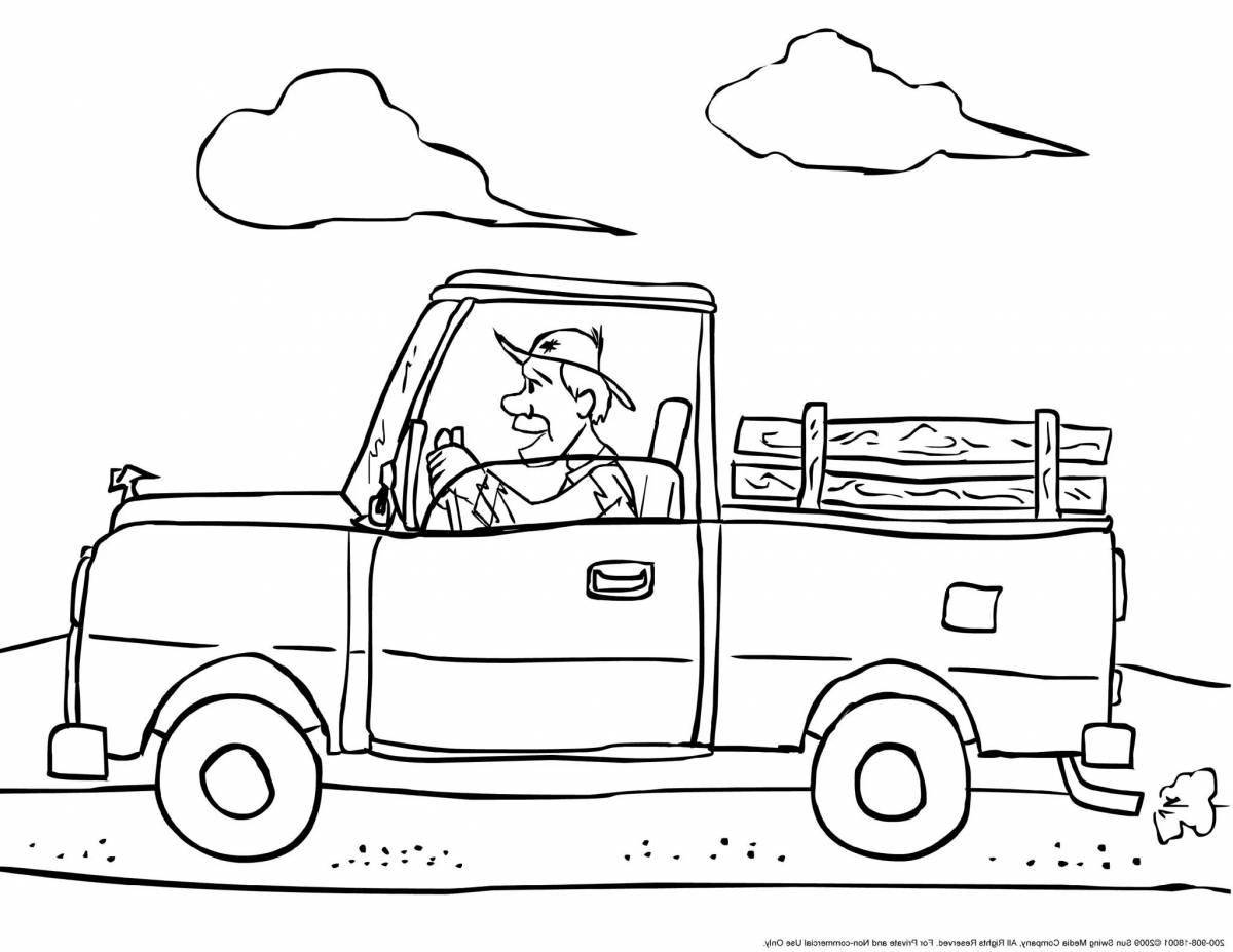 Coloring page joyful driver