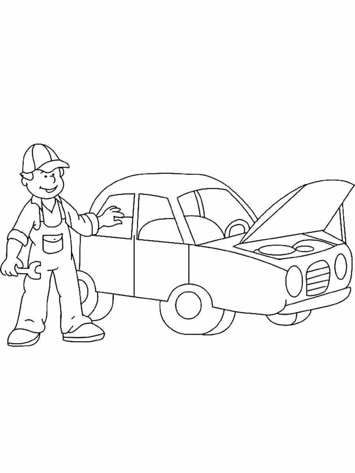 Adorable driver coloring page