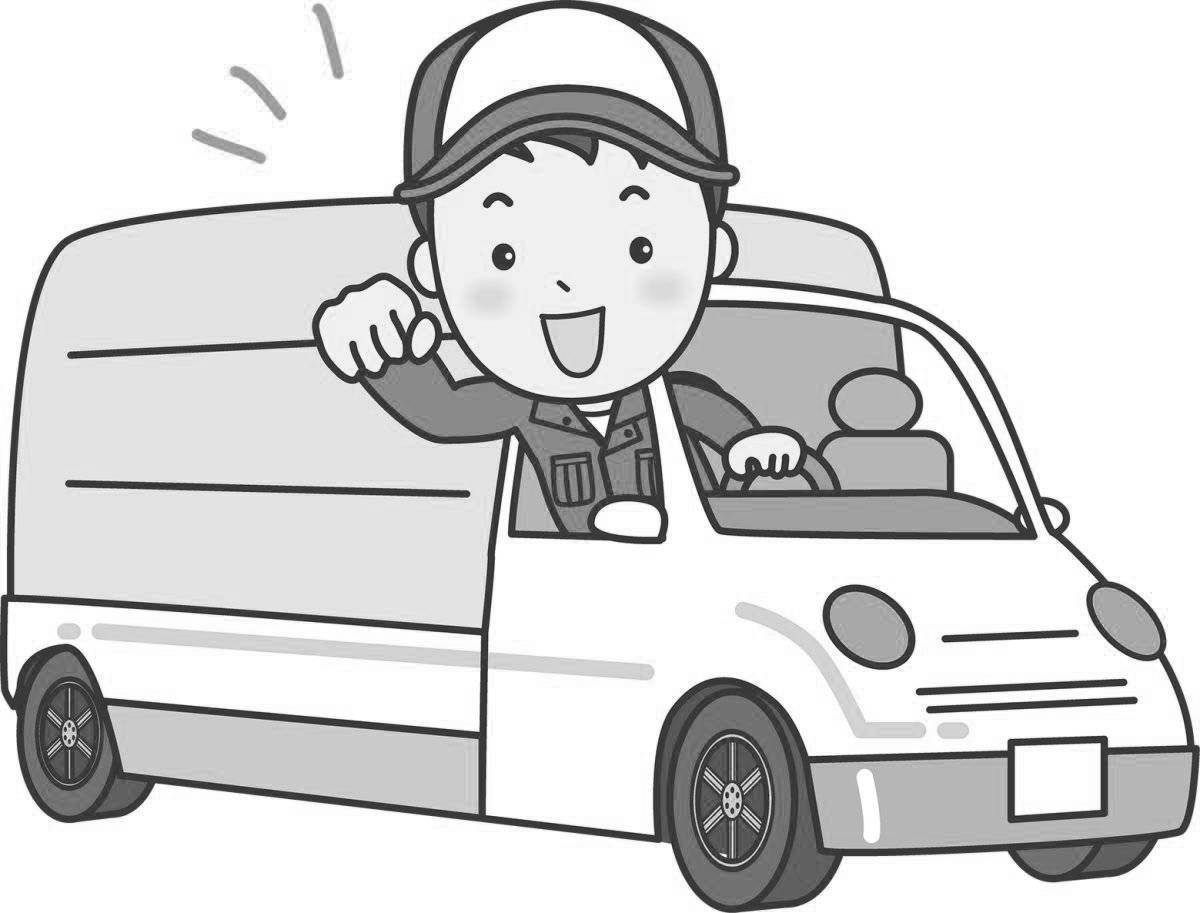 Coloring page funny driver