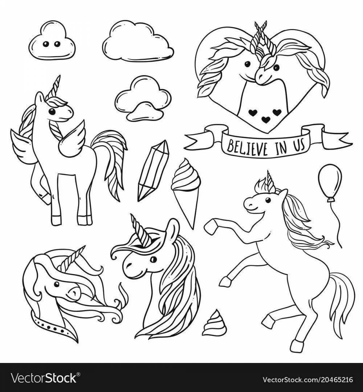 Fantastic coloring book with lots of unicorns