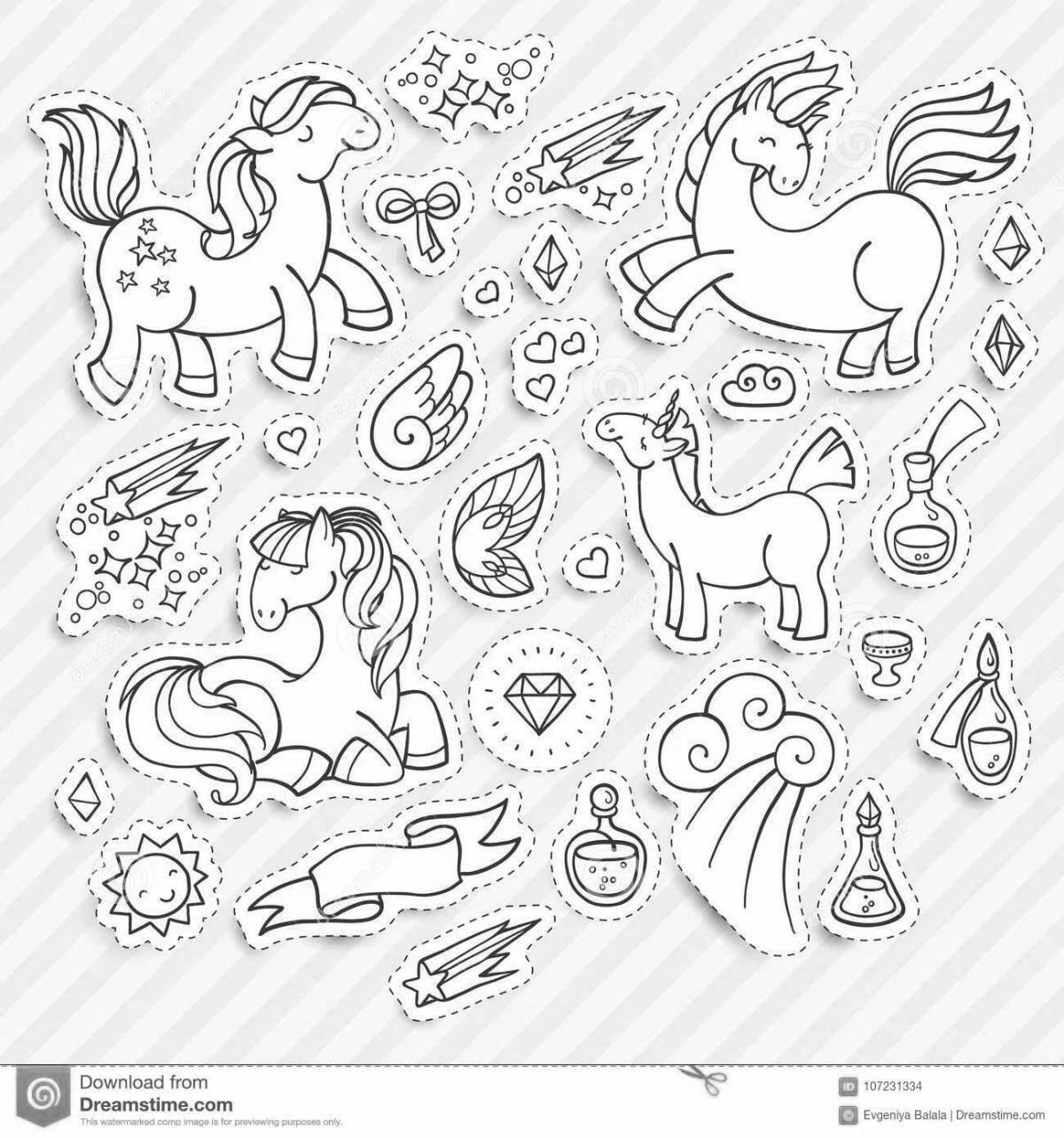 Adorable coloring book with lots of unicorns