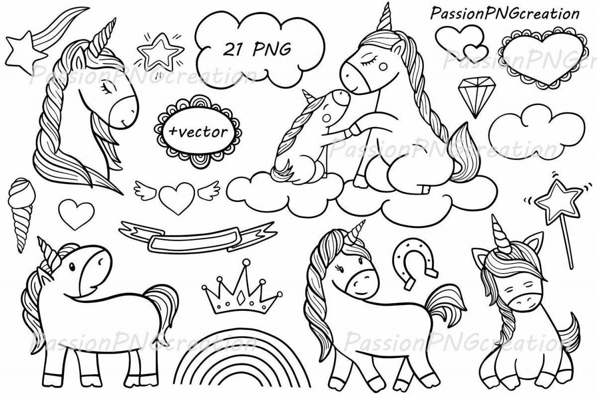 Amazing coloring book with lots of unicorns