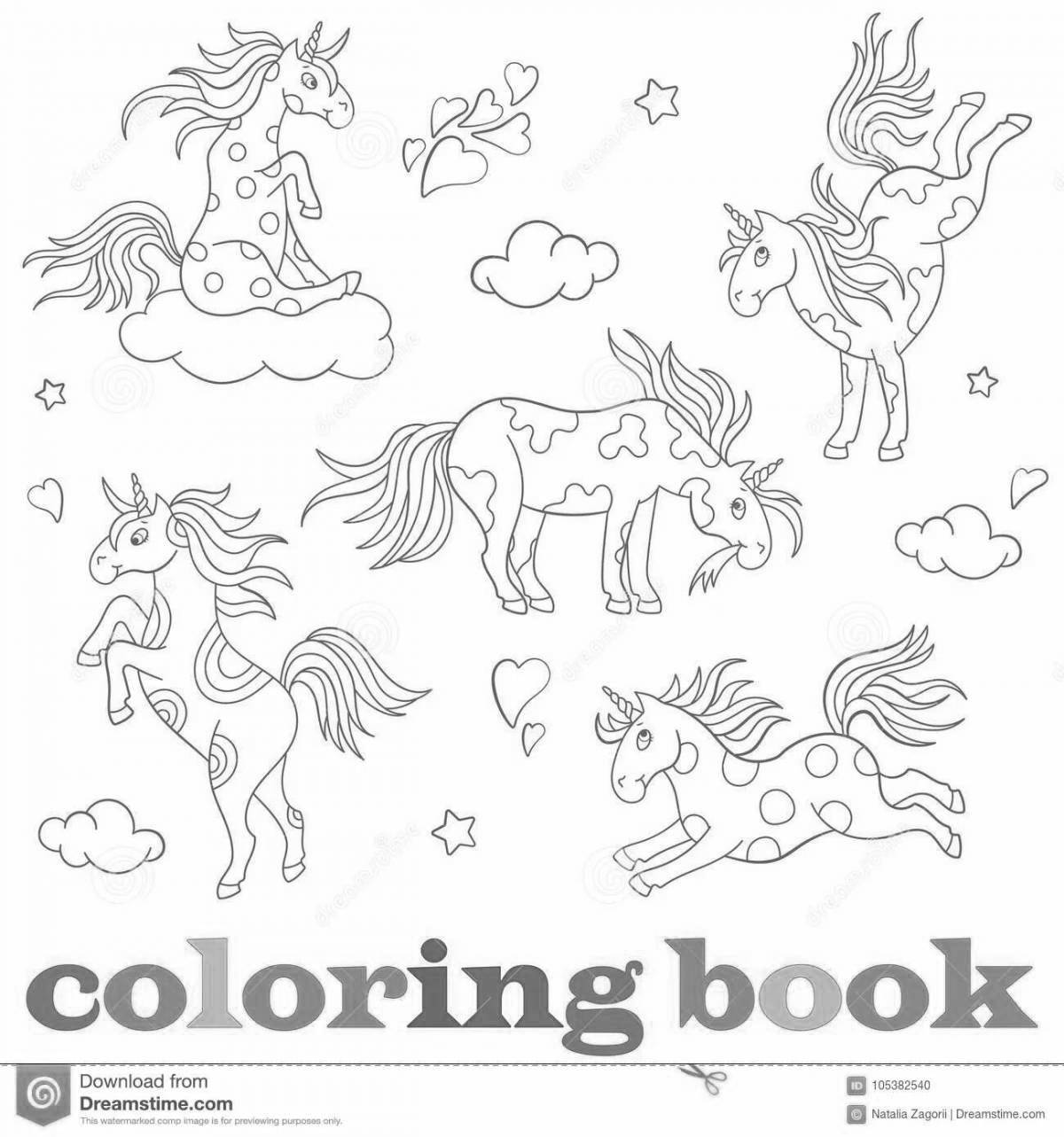 Fancy coloring of many unicorns