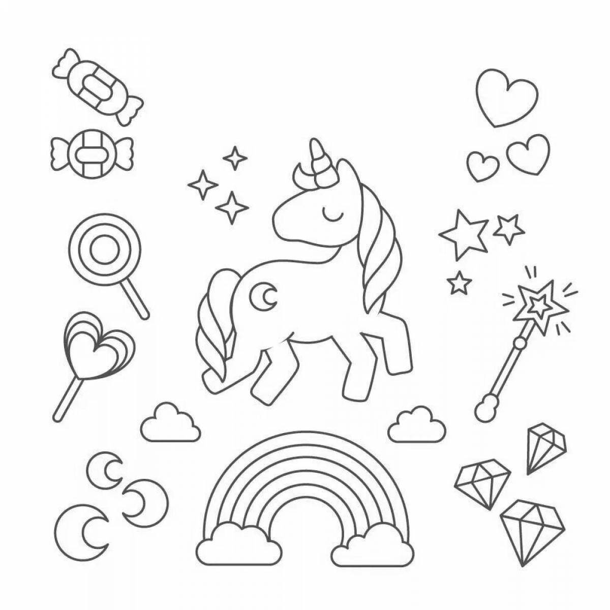 Amazing coloring book with lots of unicorns