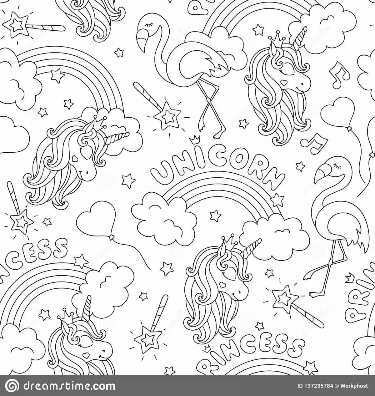 Mystique coloring many unicorns