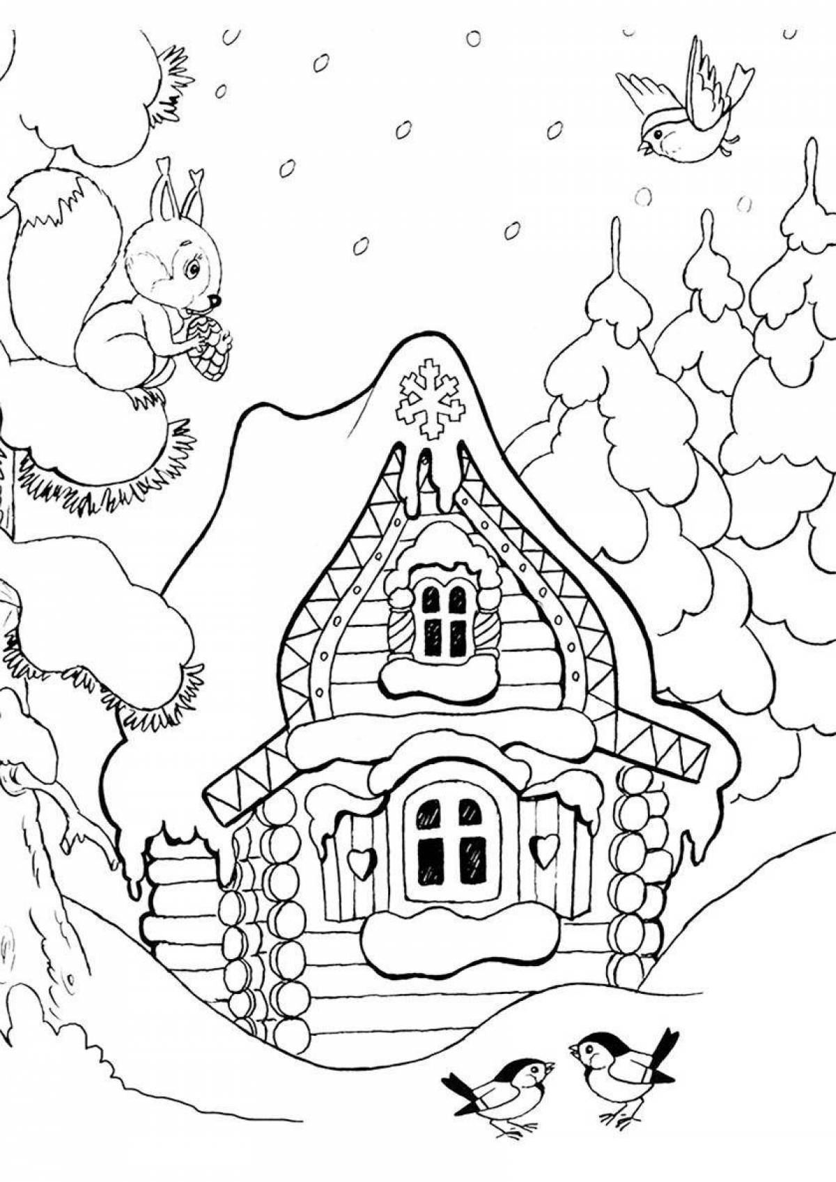 Exquisite Russian winter coloring book
