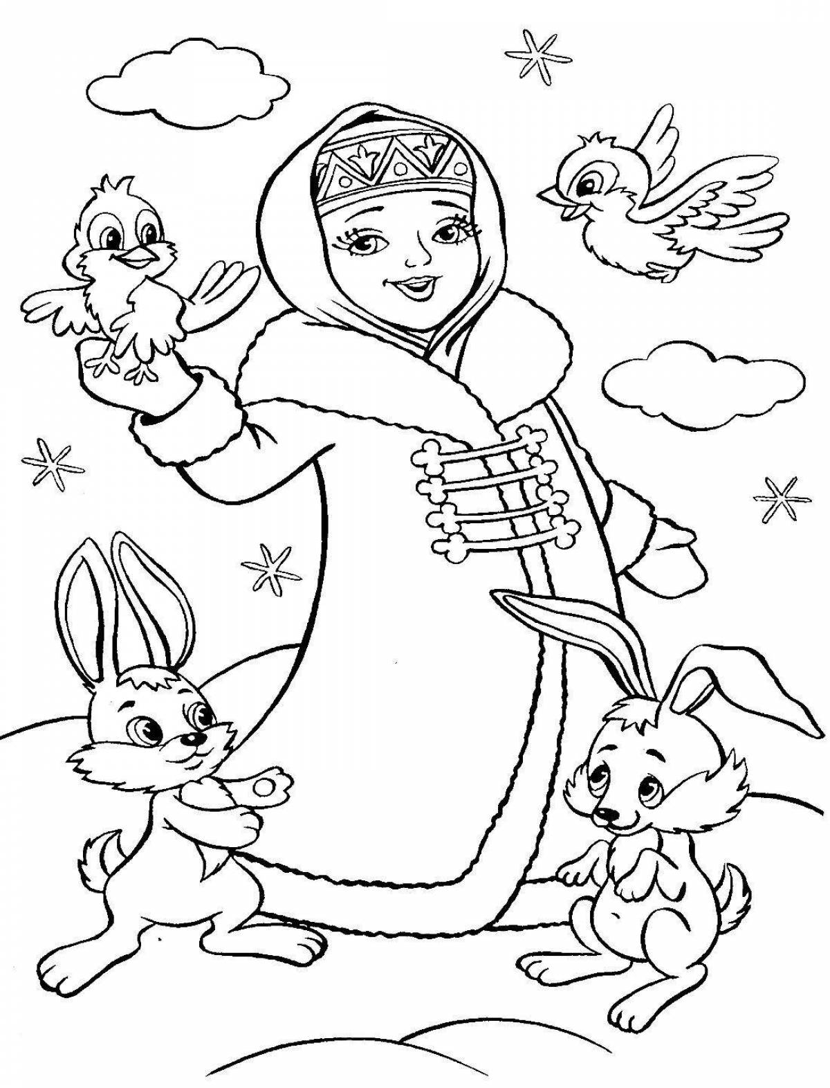 Luxurious Russian winter coloring page