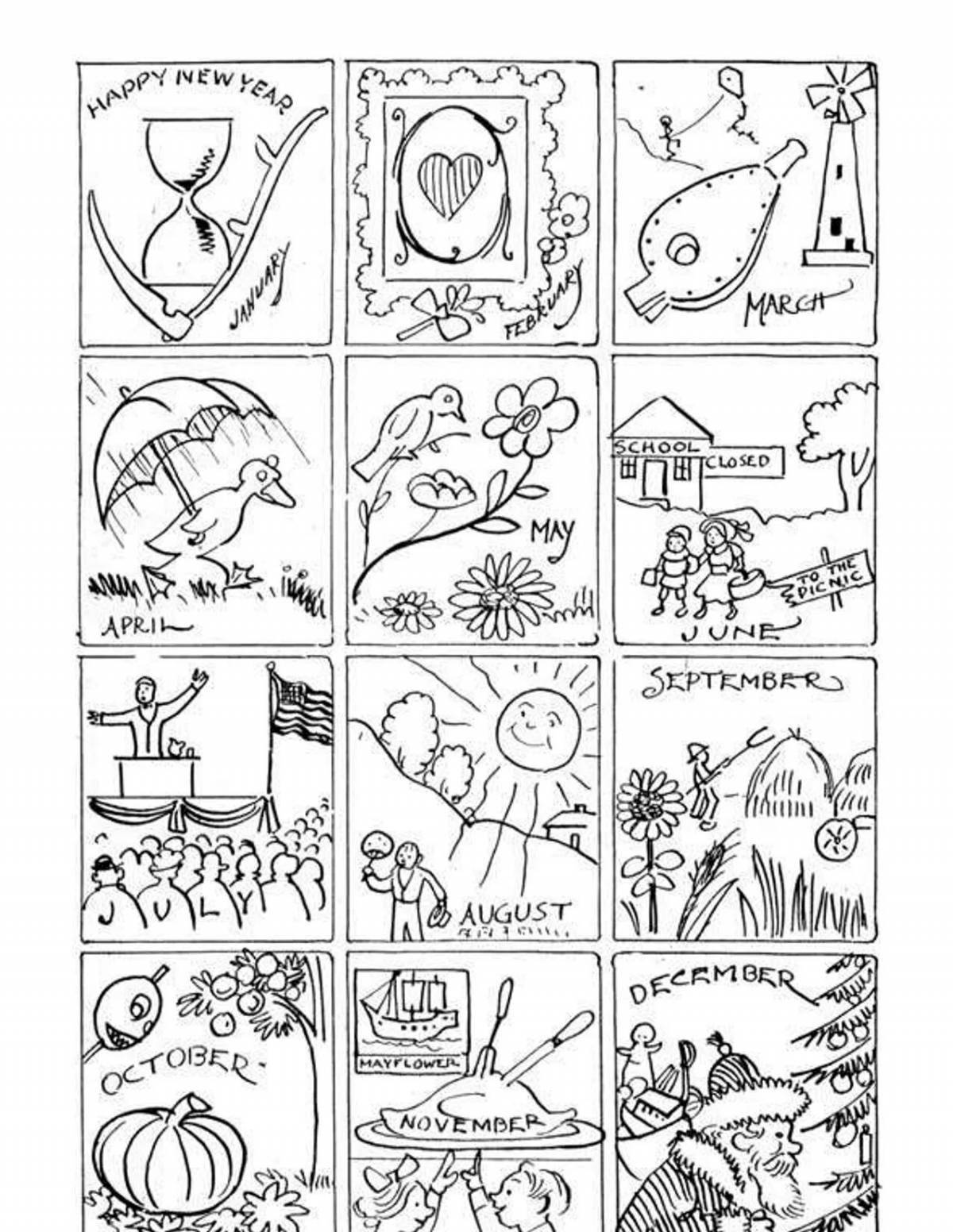 Photo Luminous winter months coloring book