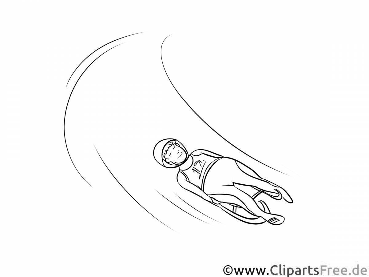 Colorful luge coloring page