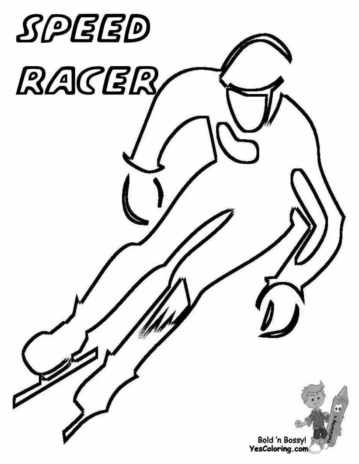 Playful luge coloring page