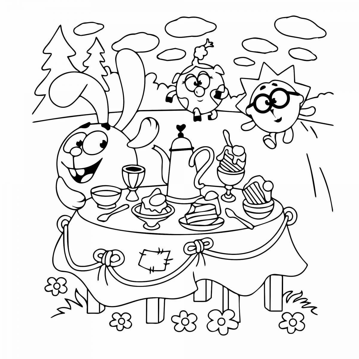 Festive table grand coloring page