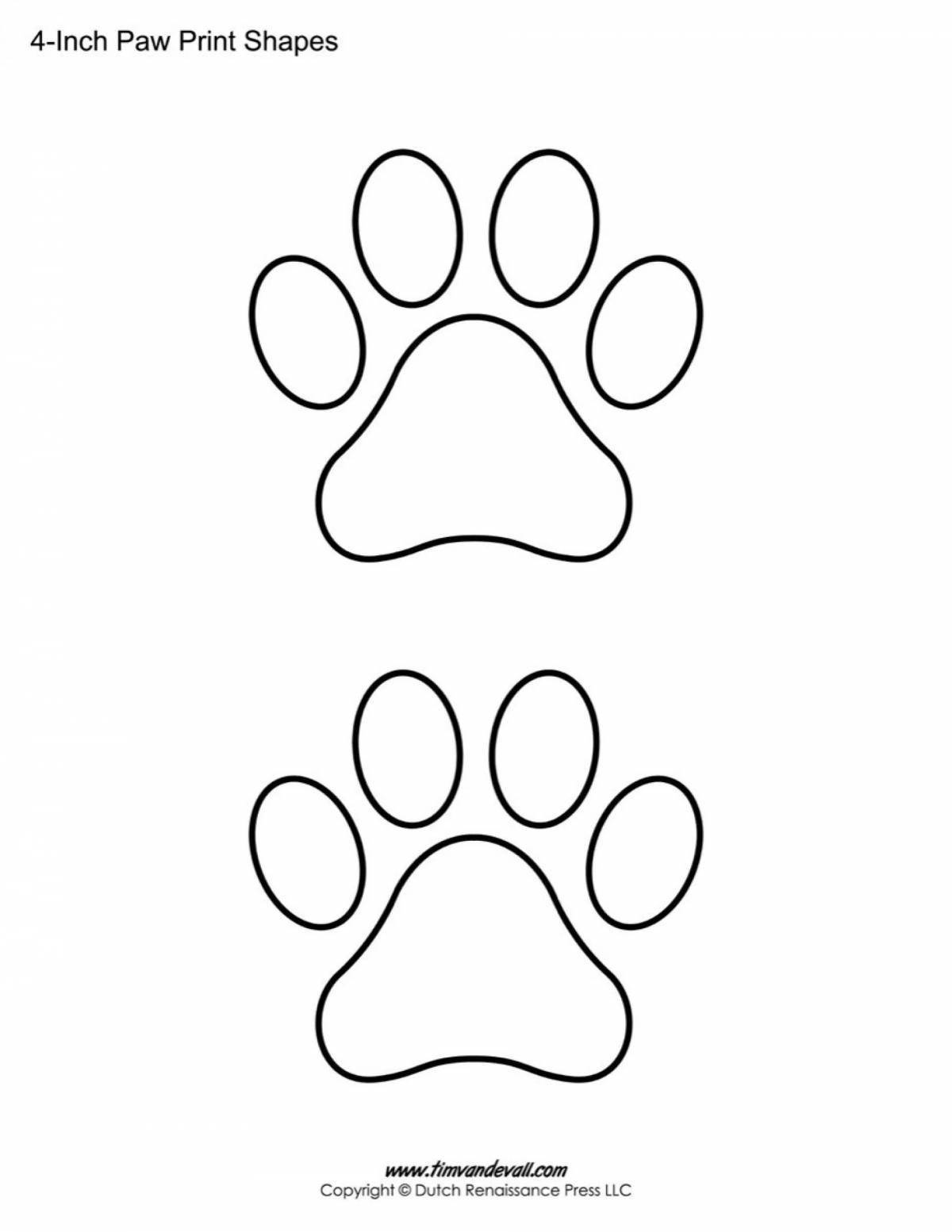 Coloring book footprints of a playful hare