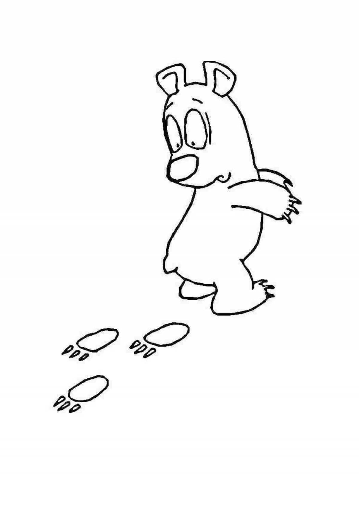 Coloring book prominent hare footprints