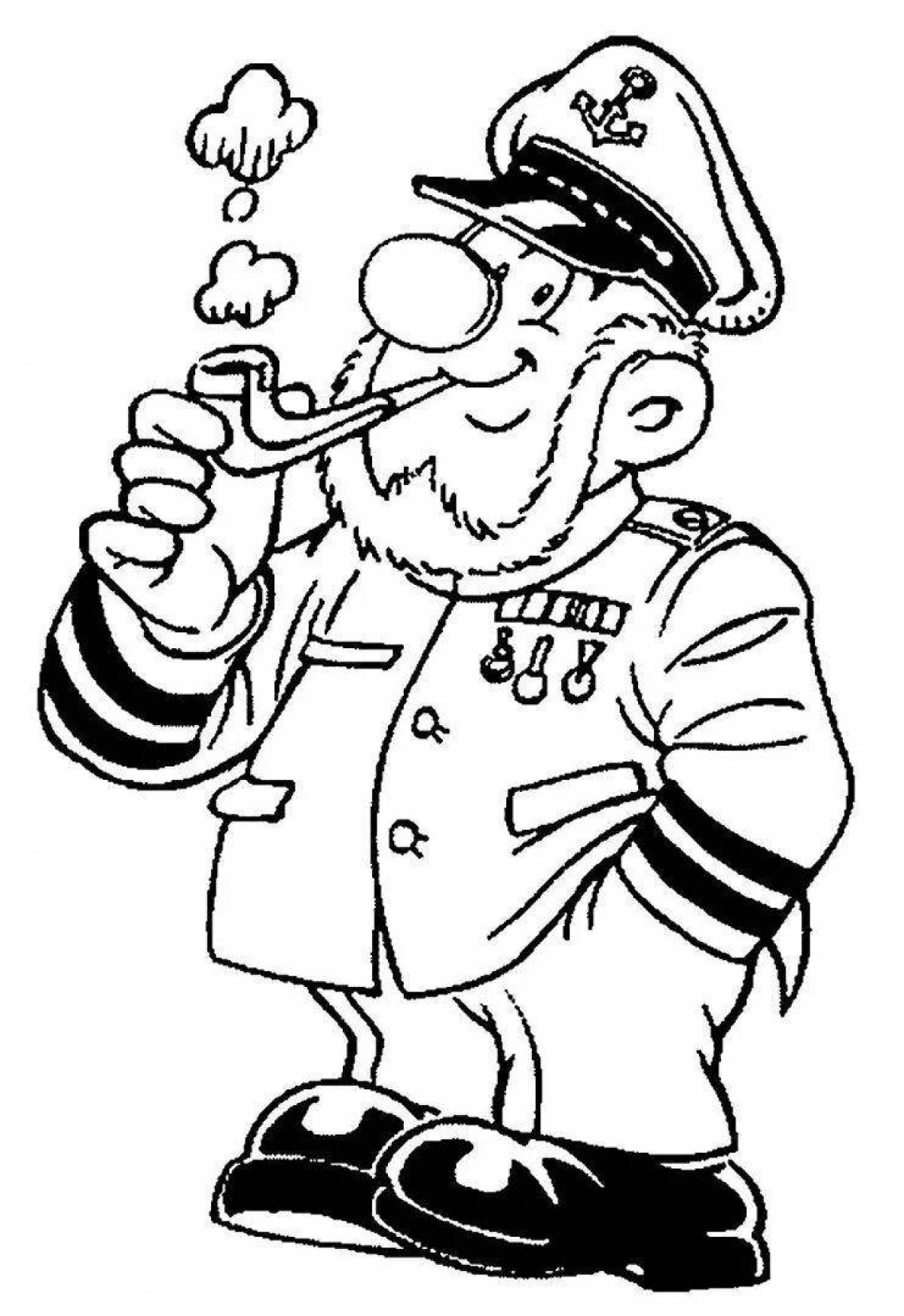 Coloring page majestic ship captain