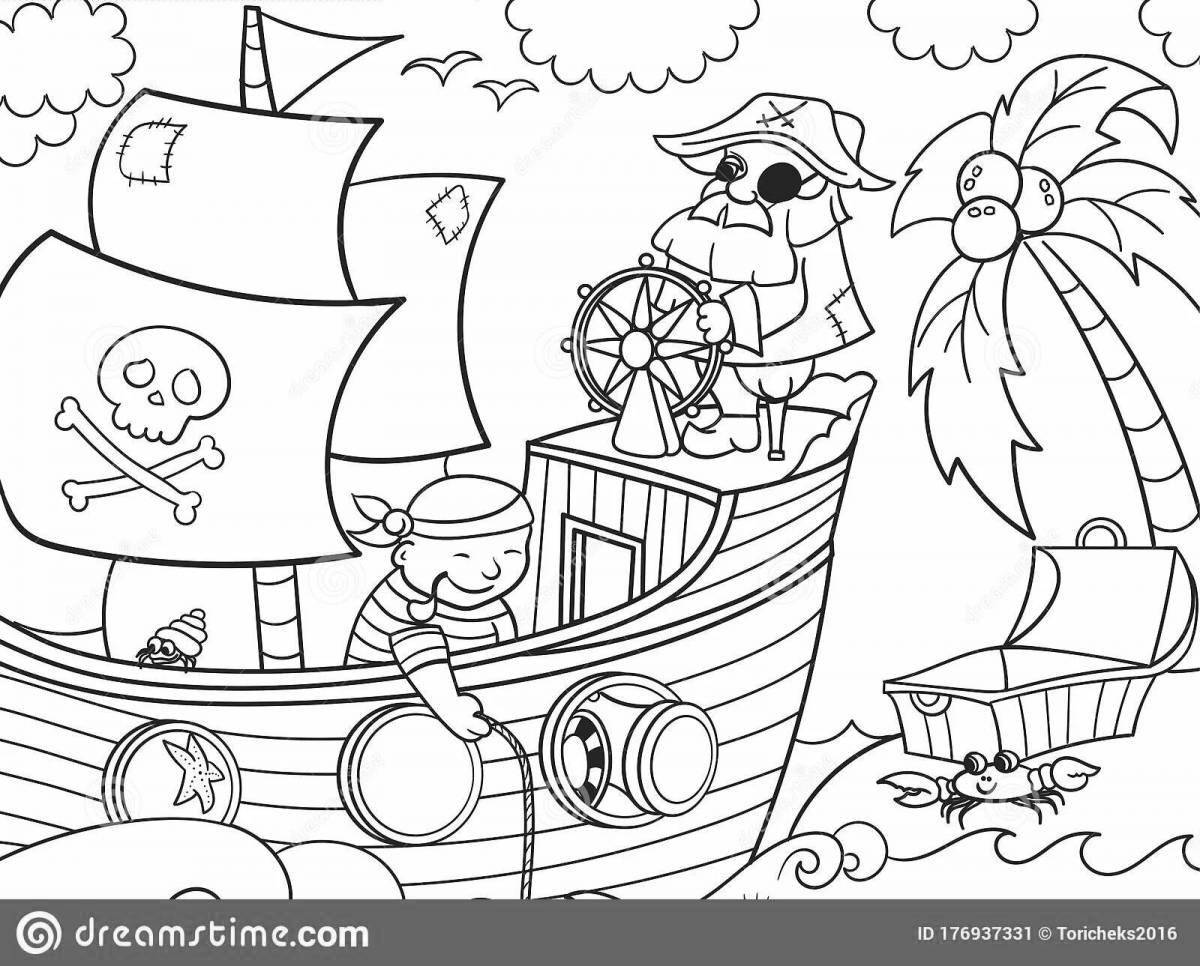 Coloring page gorgeous ship captain