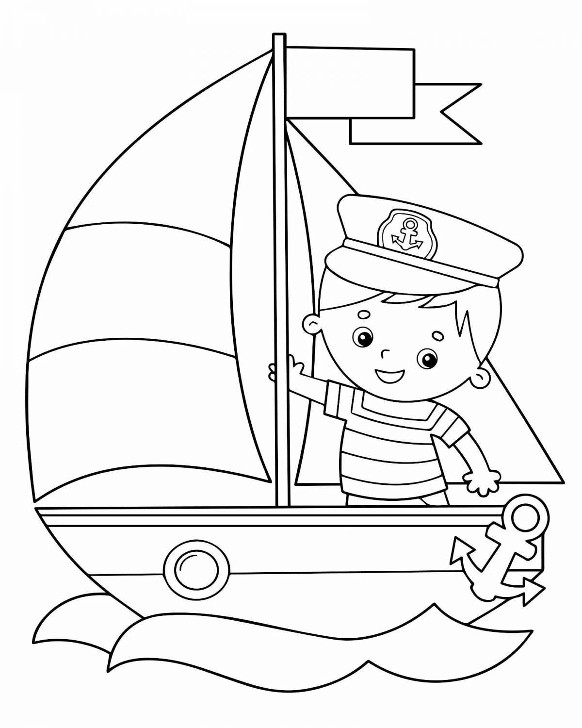 Coloring book shining captain of the ship