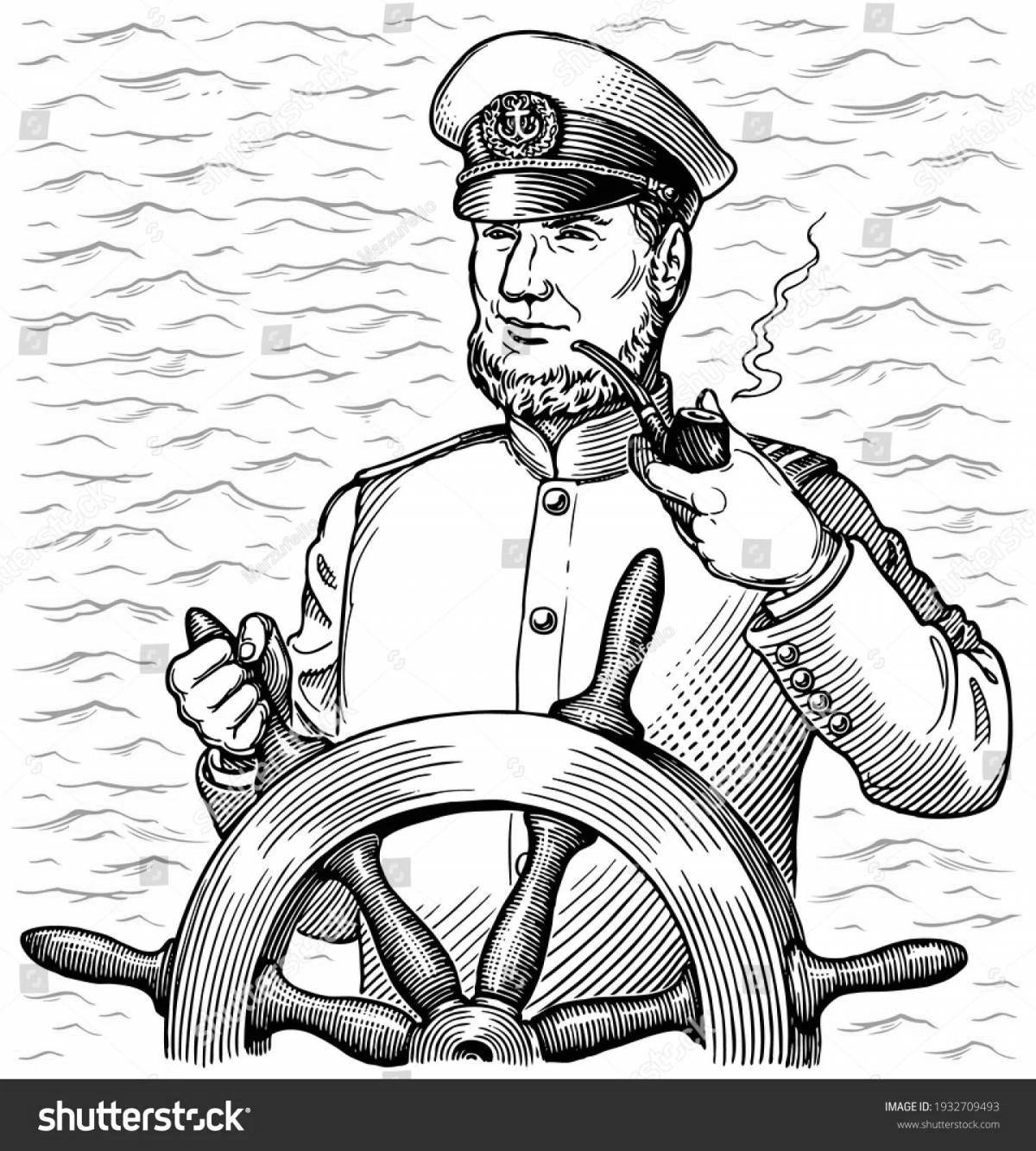 Coloring page dazzling ship captain