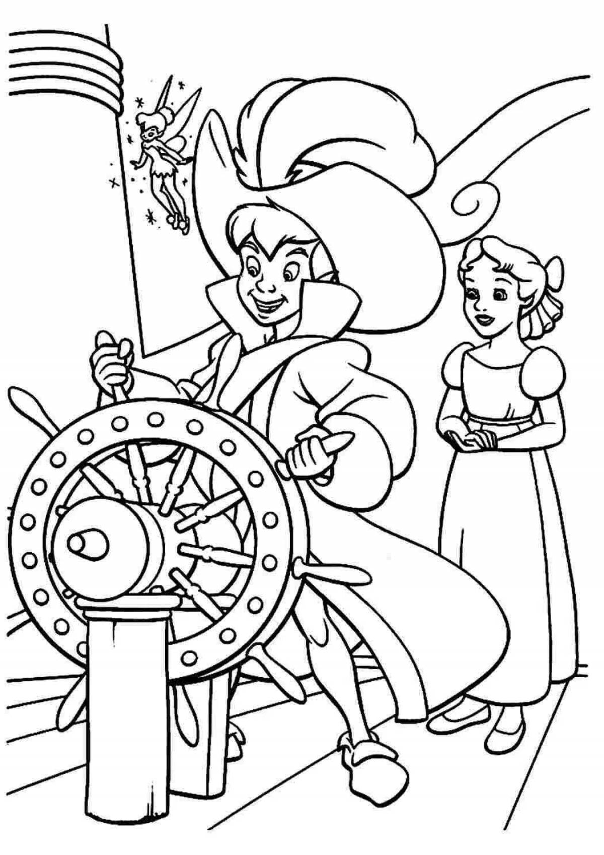 Coloring book noble captain of the ship