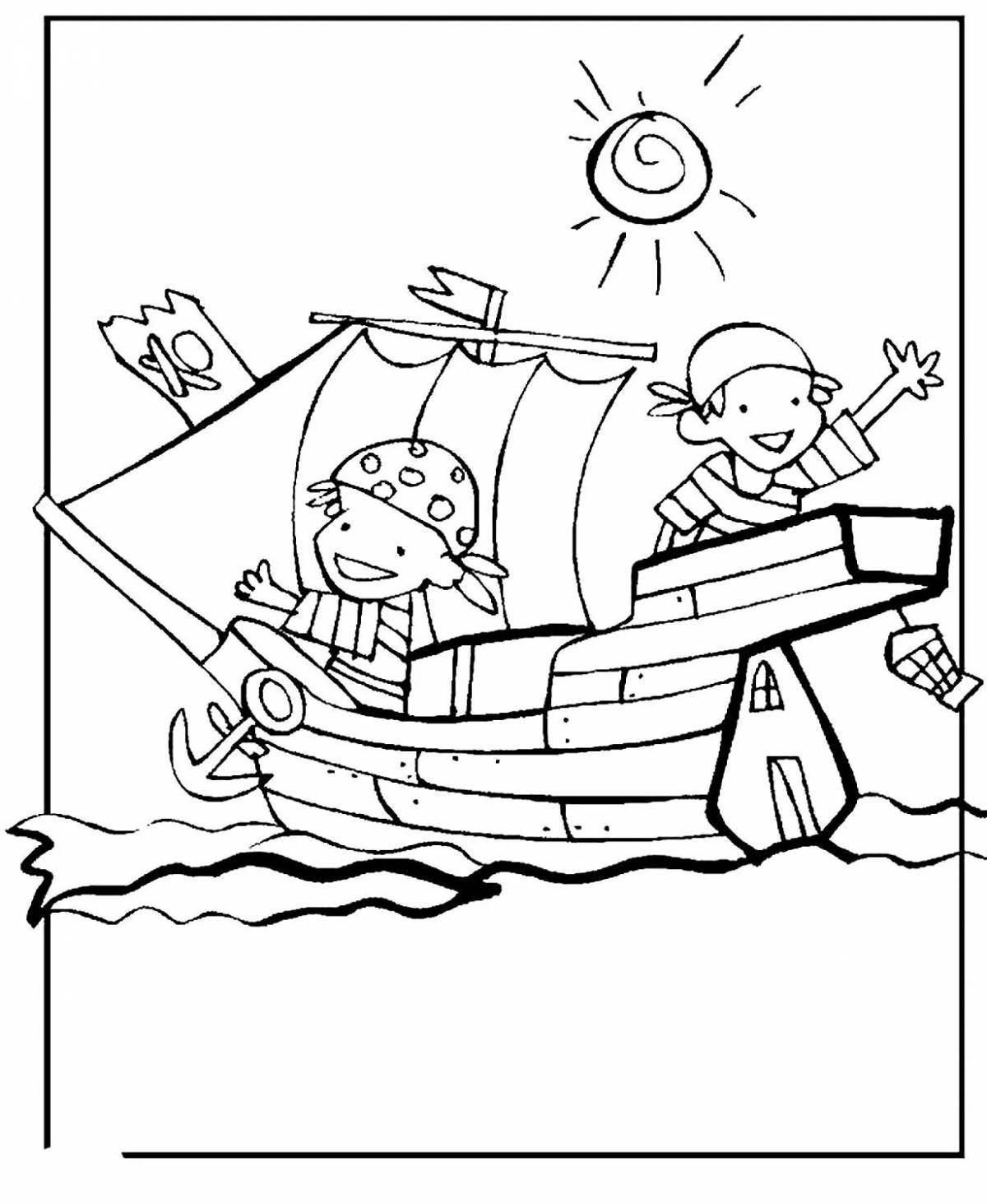 Luxury ship captain coloring page