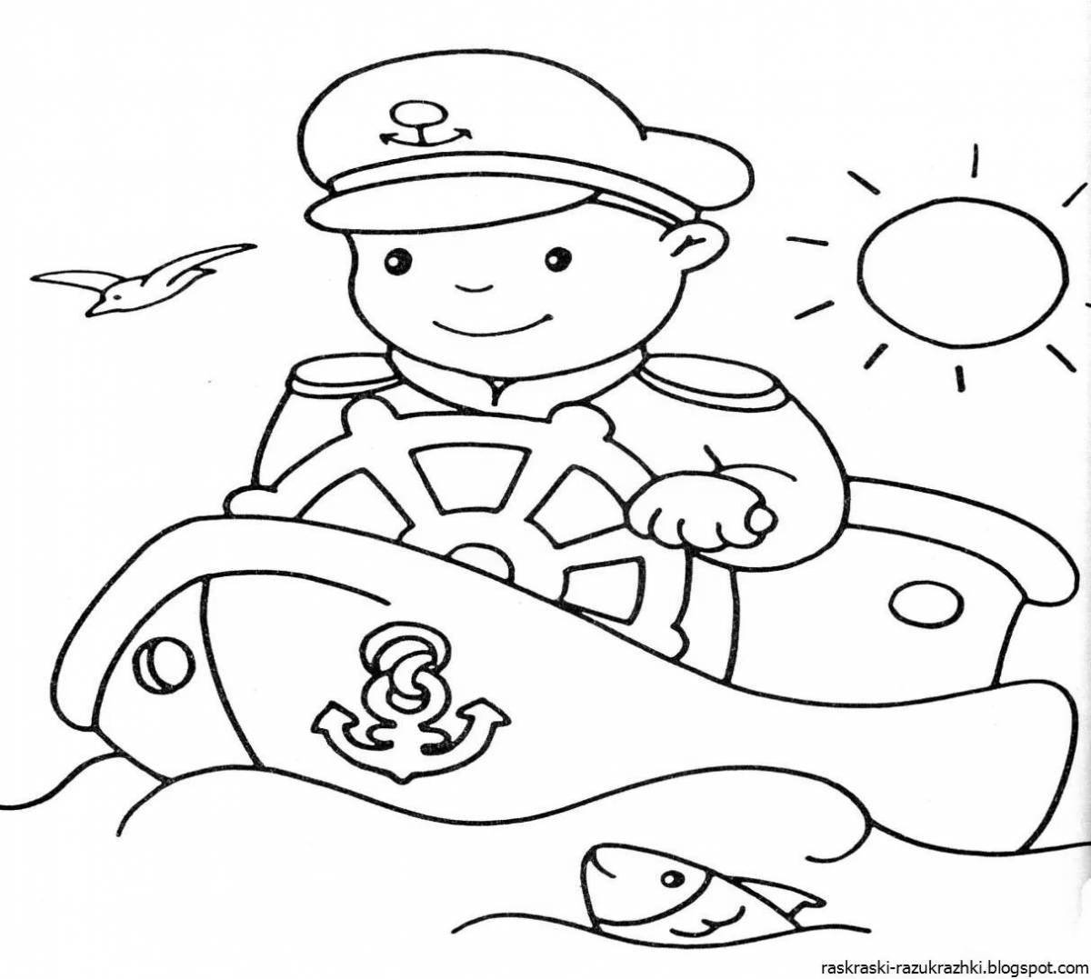 Prosperous ship captain coloring page
