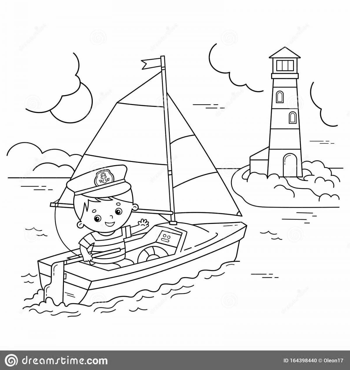 Colorful ship captain coloring book