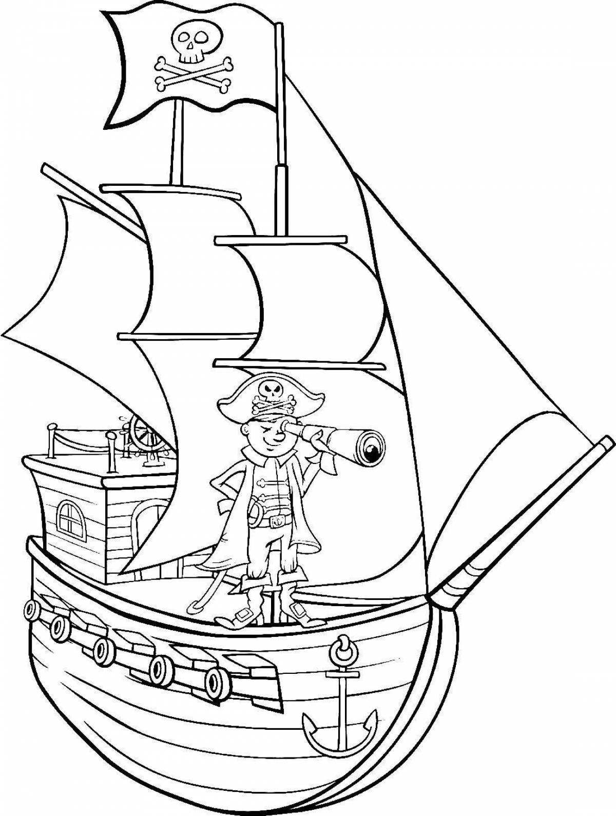 Coloring page fighting ship captain