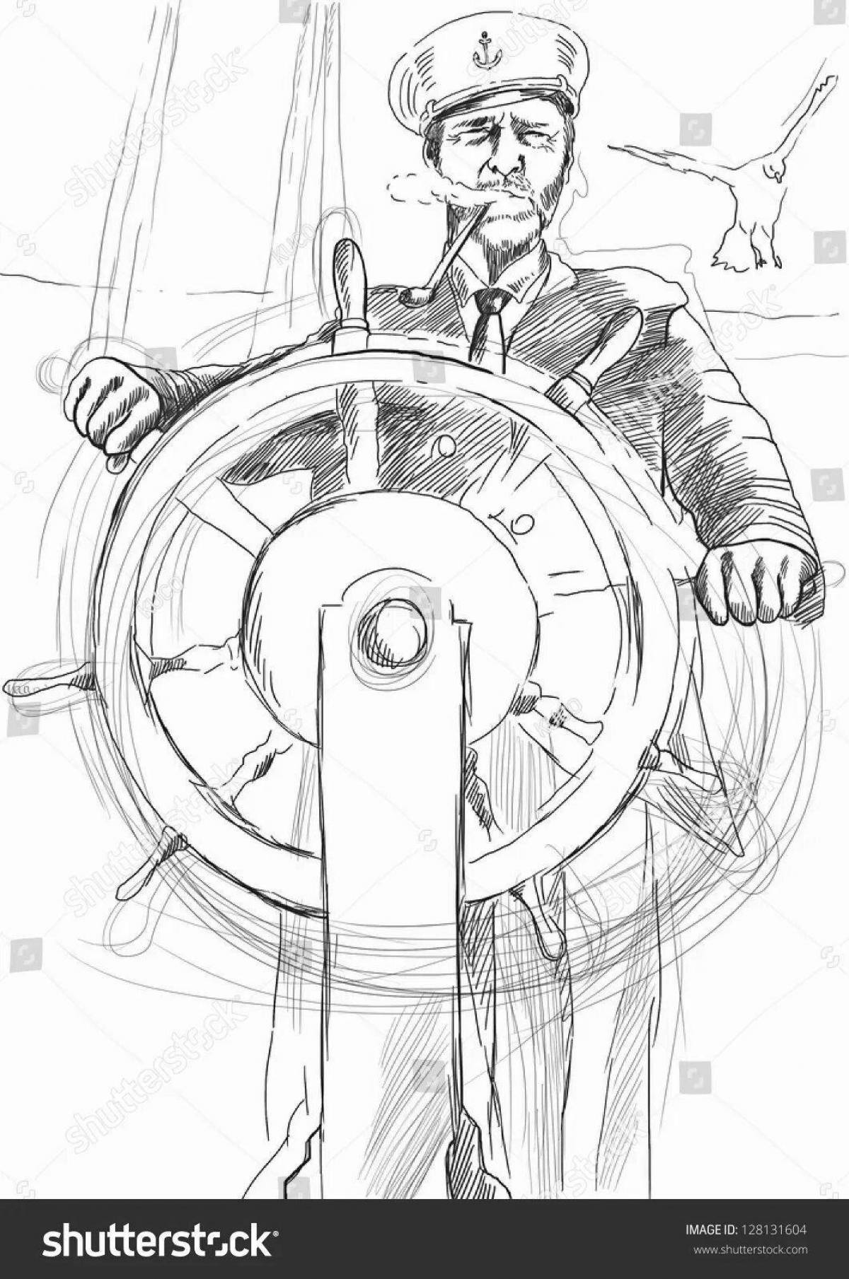 Coloring page bold captain of the ship