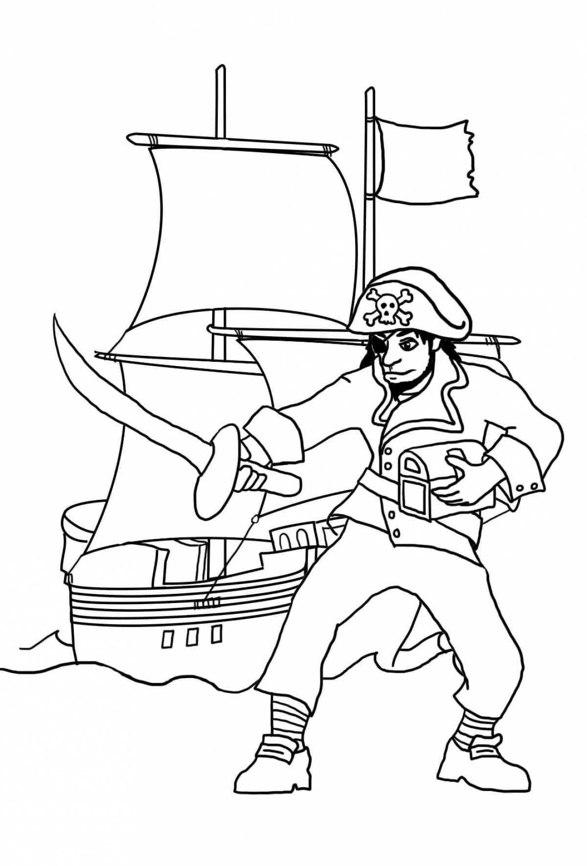 Coloring page dramatic ship captain