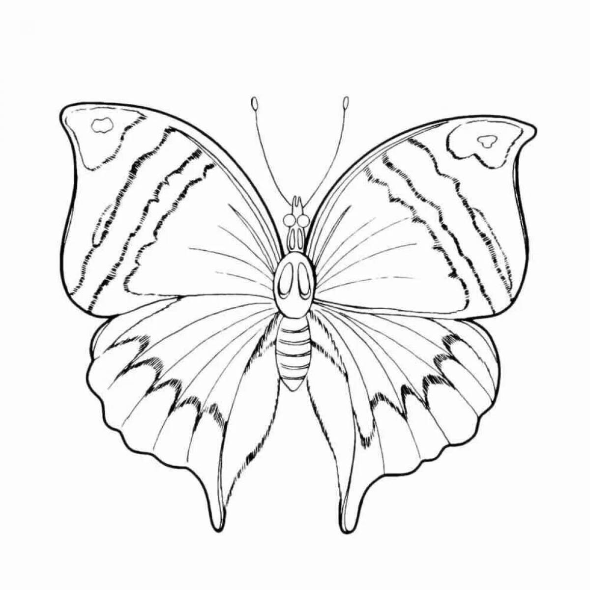 Coloring book joyfully burning butterfly