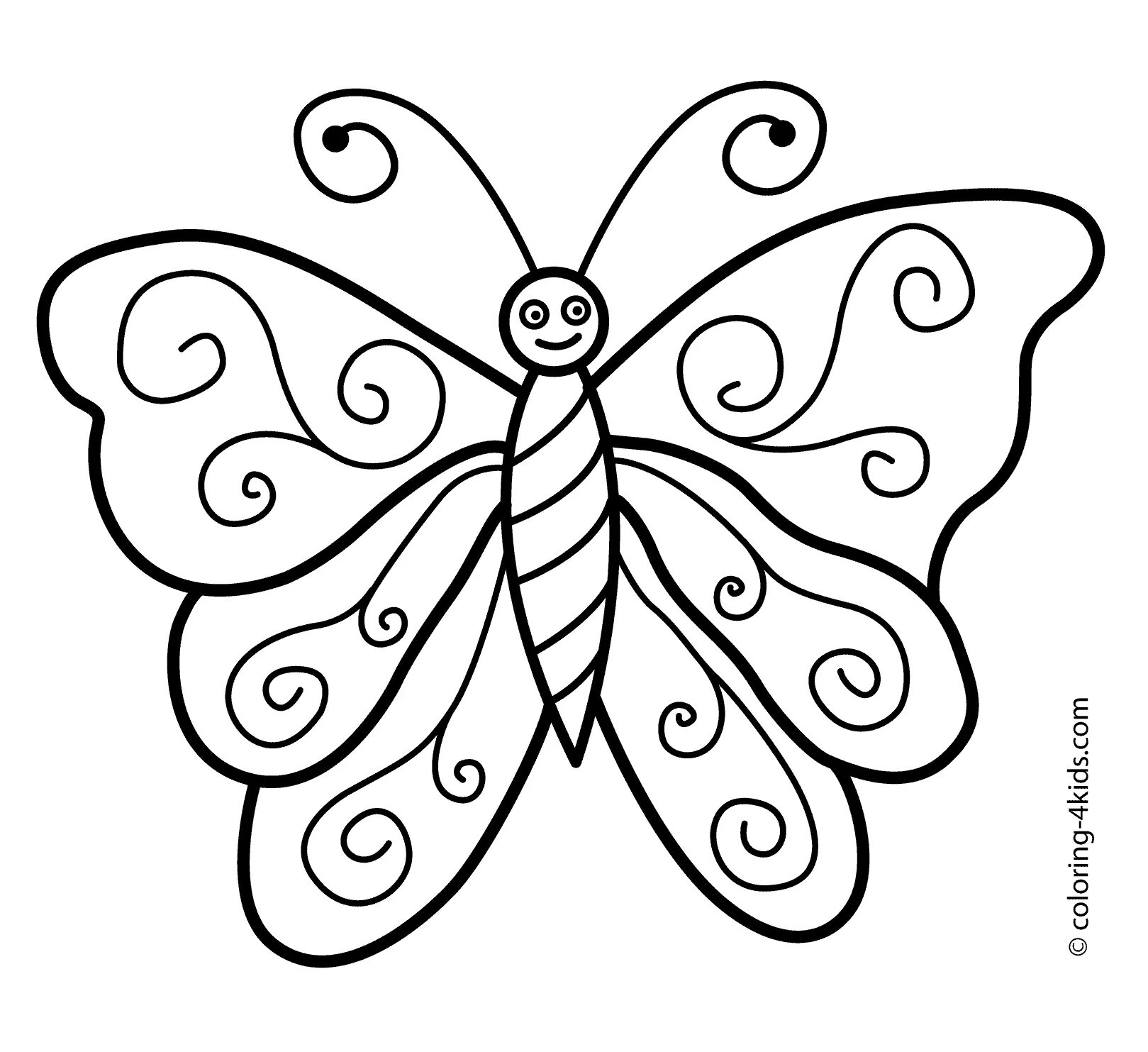 Coloring book glittering butterfly