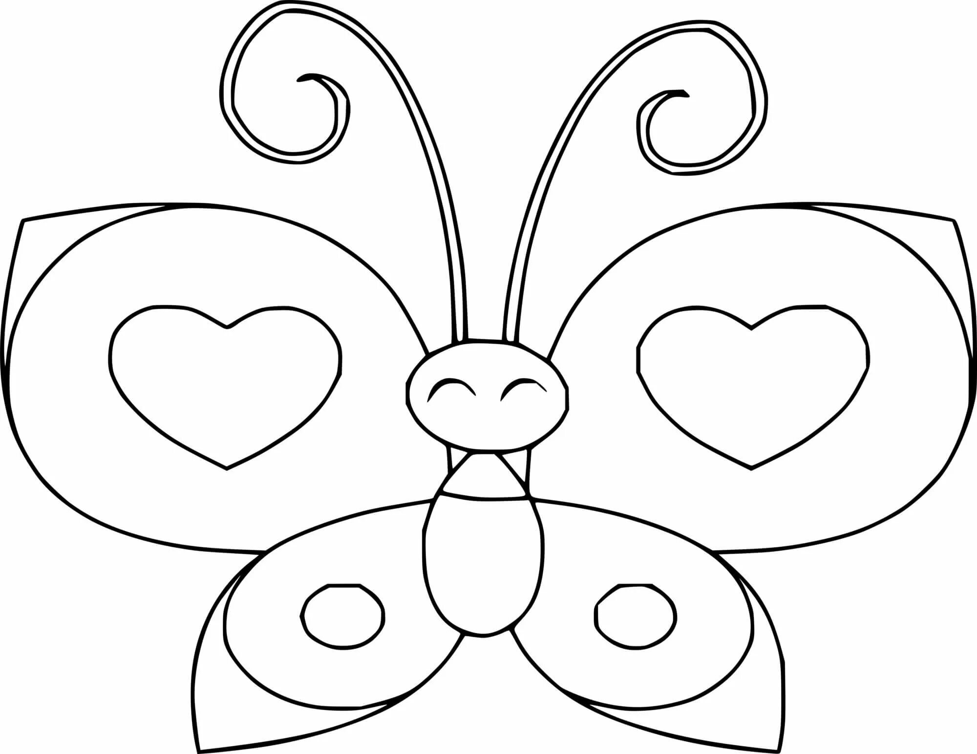 Бабочка раскраска легкая