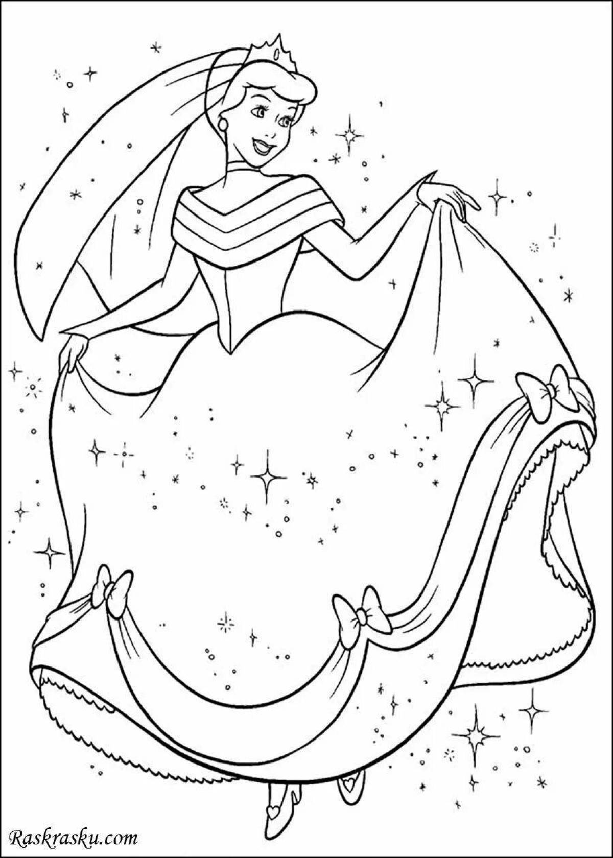 Cinderella's whimsical disney coloring page